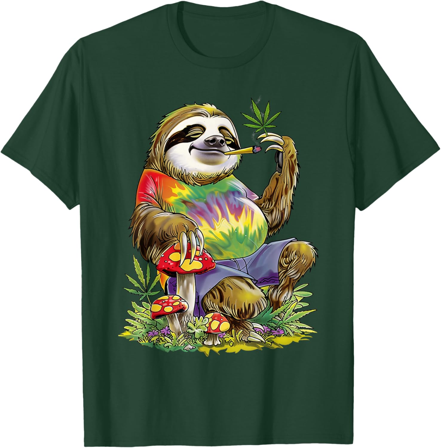 Sloth Smoking Weed Pot Marijuana Cannabis 420 T-Shirt - T-Shirt | Forest