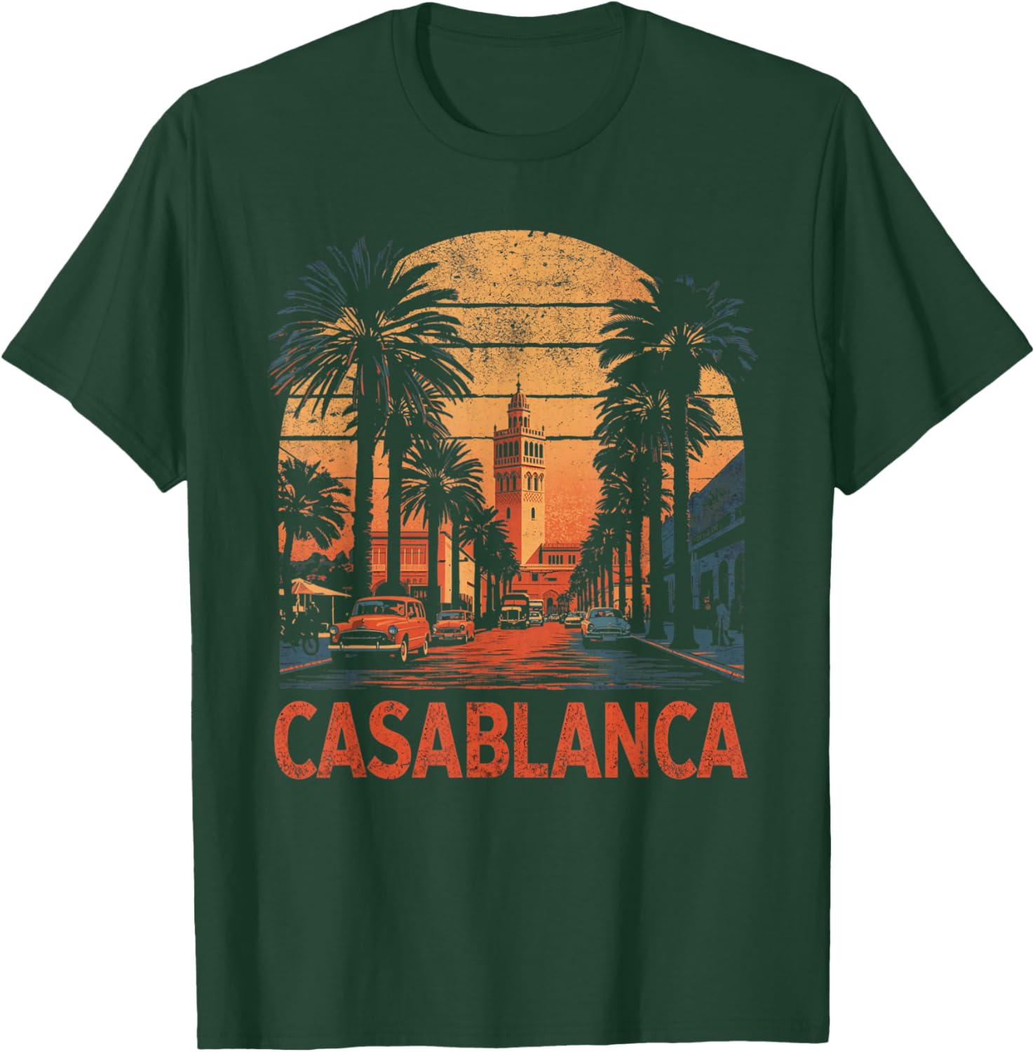 Casablanca Maroc Vintage 80s Style Retro T-Shirt - T-Shirt | Forest