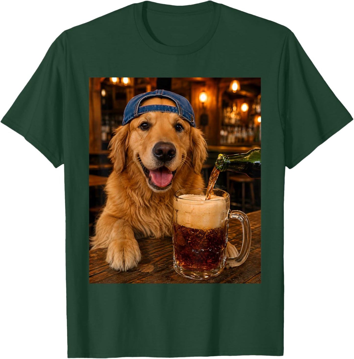 Golden Retriever Drinking Beer Funny Dog Meme T-Shirt - T-Shirt | Forest