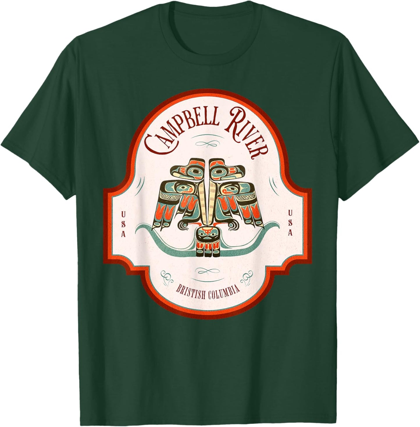 Campbell River BC Thunderbird Art Pacific Northwest Native T-Shirt - T-Shirt | Forest
