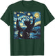 Cat Starry Night Painting Funny Van Gogh Art Men Women Kids T-Shirt - T-Shirt | Forest