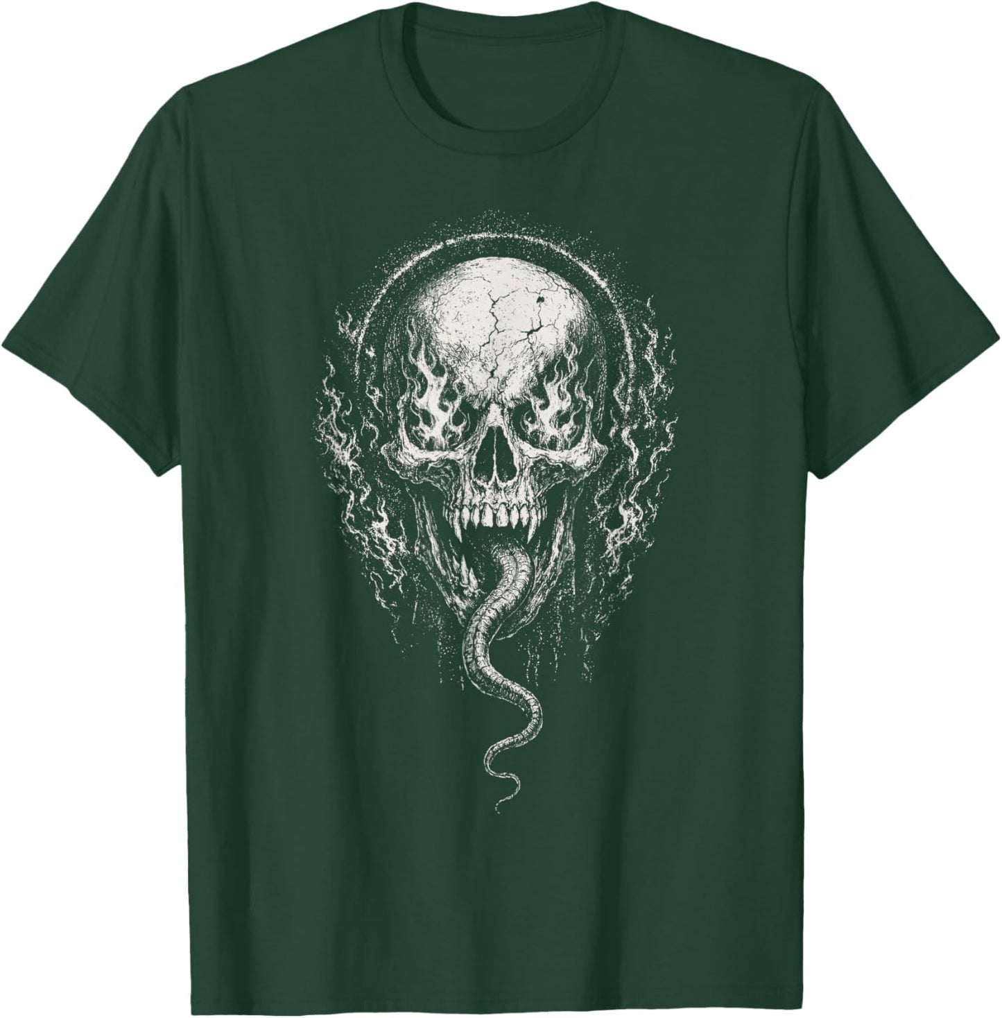 Skull Flames Demon Horror Goth Alt Grunge Dark Emo Art T-Shirt - T-Shirt | Forest