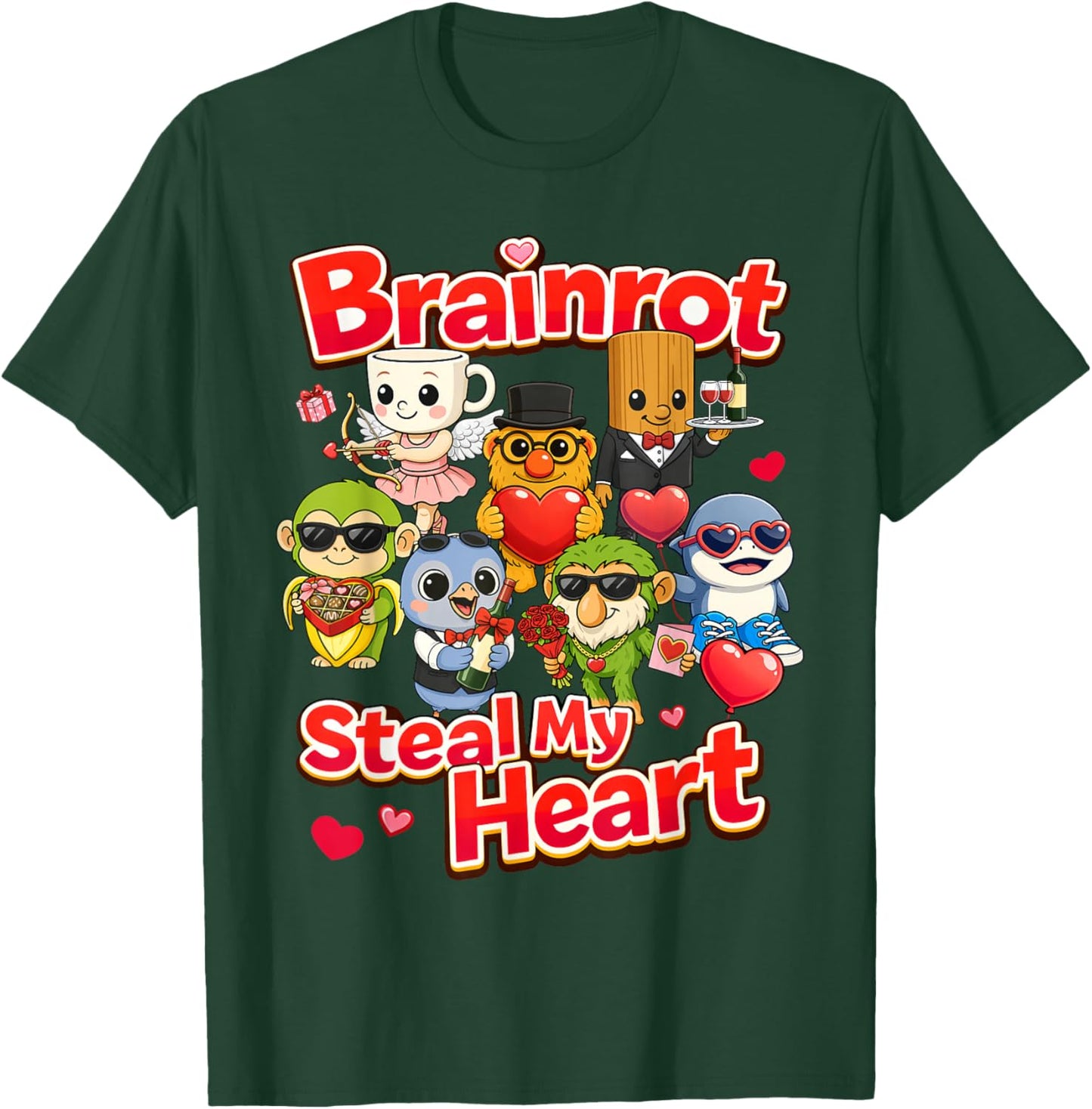 Brainrot Steal My Heart, KI-generiertes süßes Geschenk zum Valentinstag T-Shirt - T-Shirt | Forest
