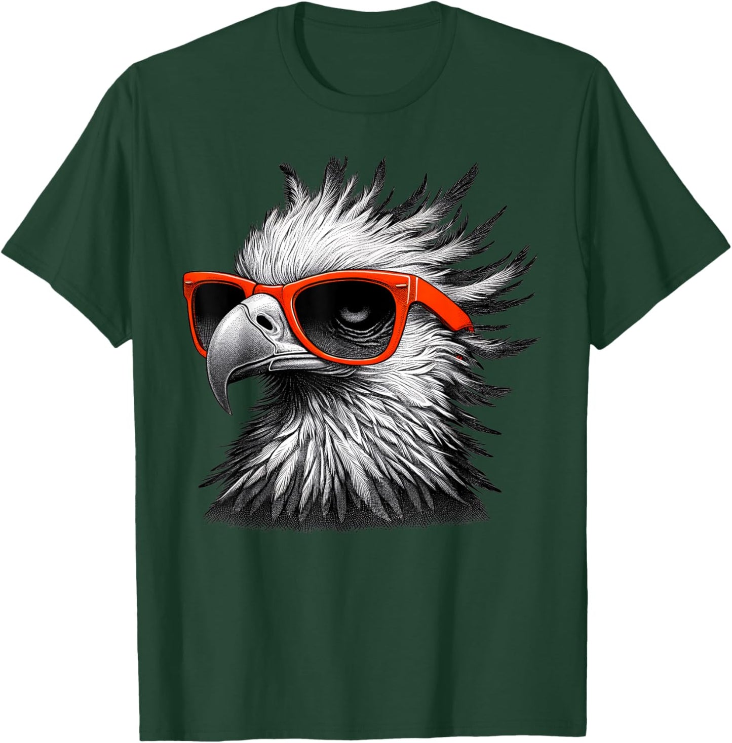 Cool Secretary Bird Wearing Sunglasses Graphic Art T-Shirt - T-Shirt | Forest