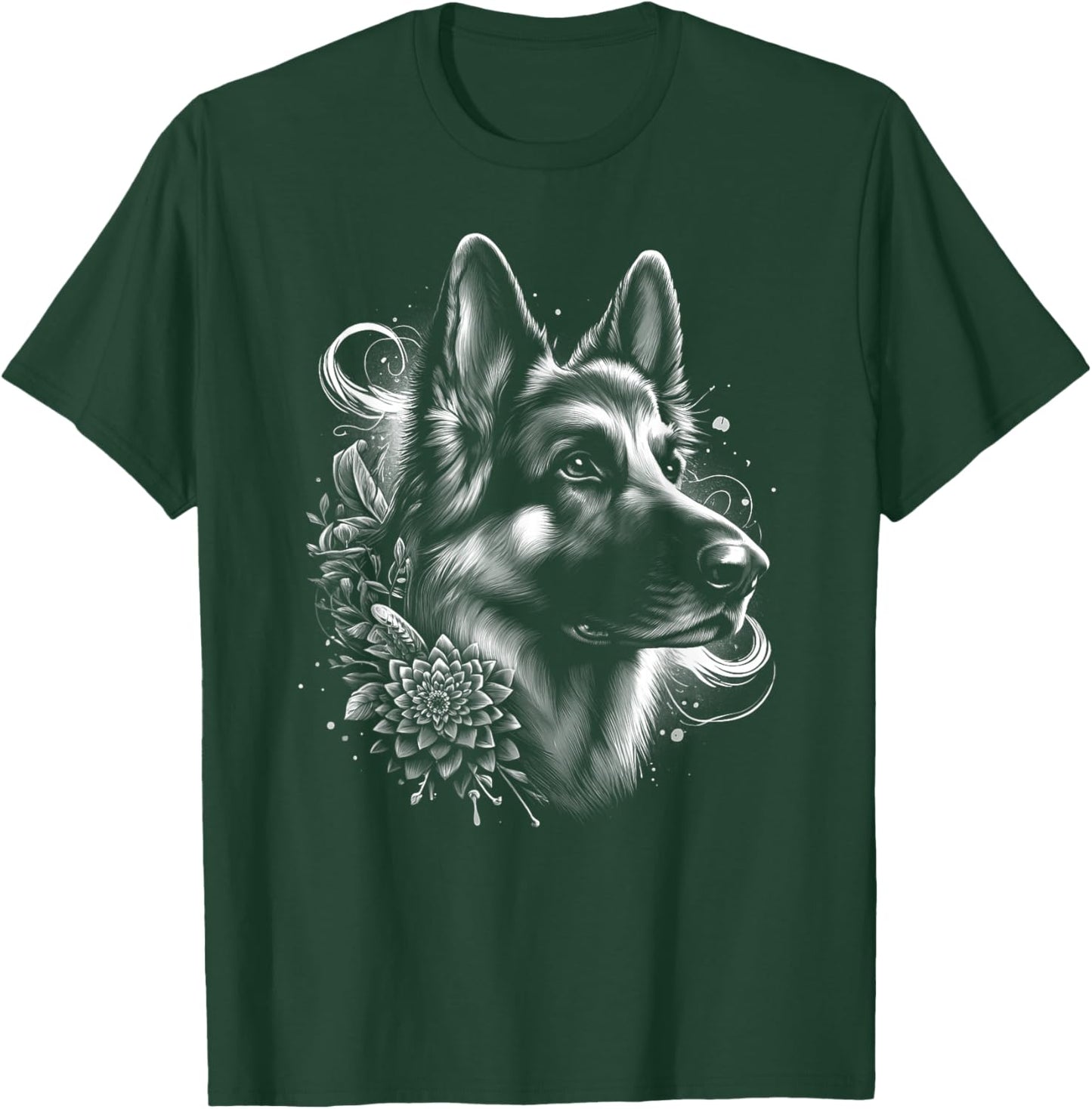 Cool German Shepherd as an Ornate Portrait T-Shirt - T-Shirt | Forest
