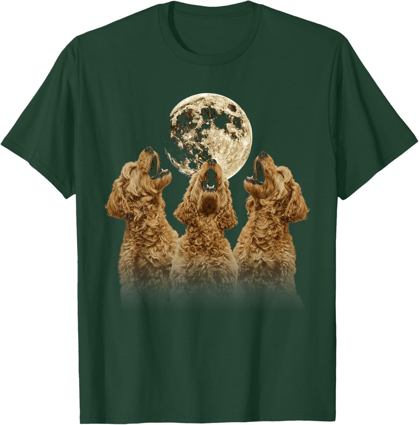 Golden Doodle Goldendoodle Dog Howling Moon T-Shirt - T-Shirt | Forest