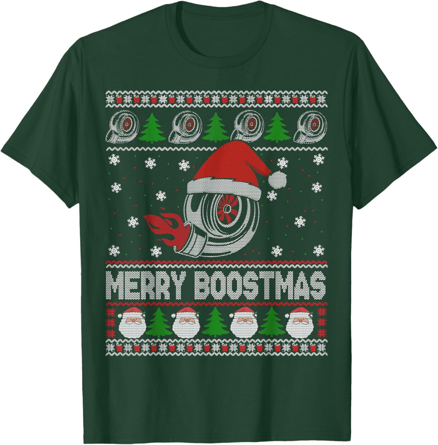 Merry Boostmas Turbo Christmas Vintage Ugly Xmas Sweater T-Shirt - T-Shirt | Forest