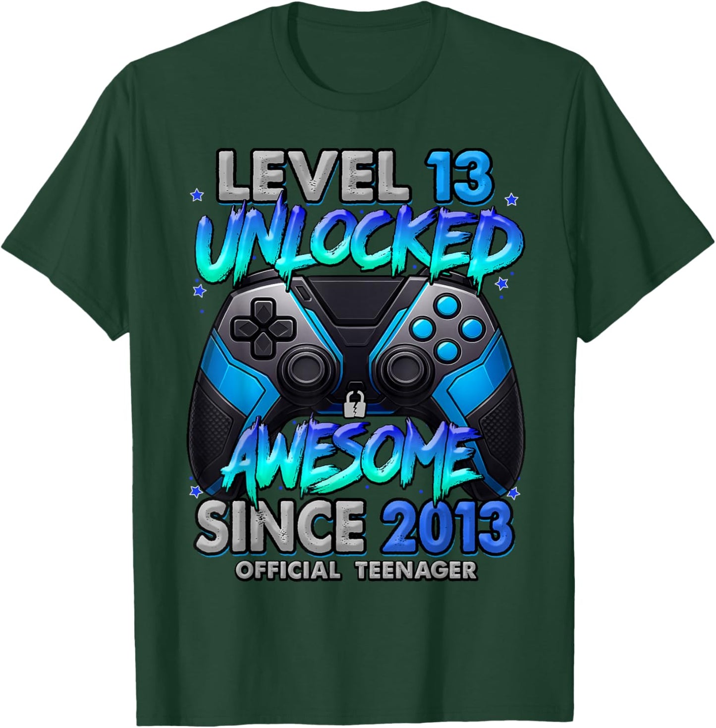 Level 13 Unlocked Awesome Since 2013 13th Birthday Gaming T-Shirt - T-Shirt | Forest