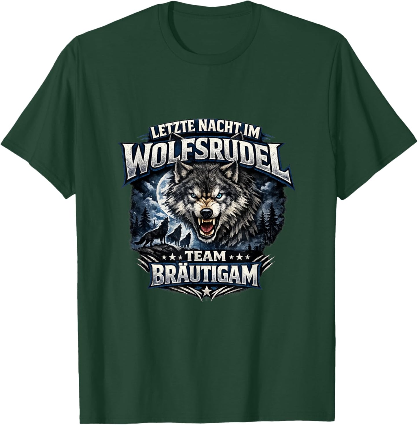 JGA Männer Team Bräutigam Kostüm Wolfsrudel Polterabend T-Shirt - T-Shirt | Forest