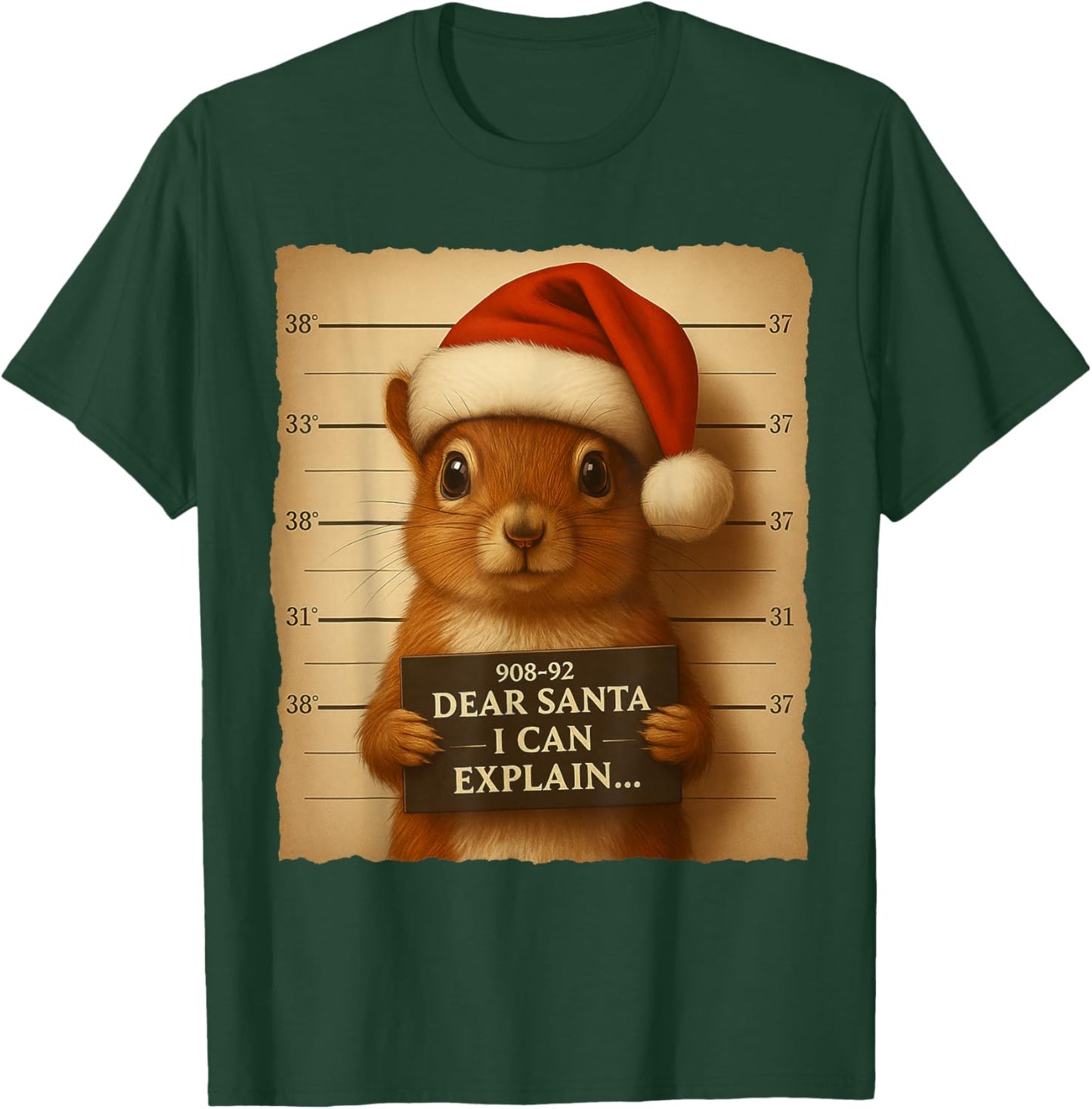 Funny Christmas Squirrel - Cute Squirrel Santa Hat T-Shirt - T-Shirt | Forest