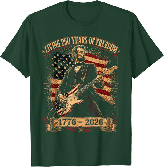 Abraham Lincoln Playing Electric Guitar US 250th Anniversary T-Shirt - T-Shirt | Forest