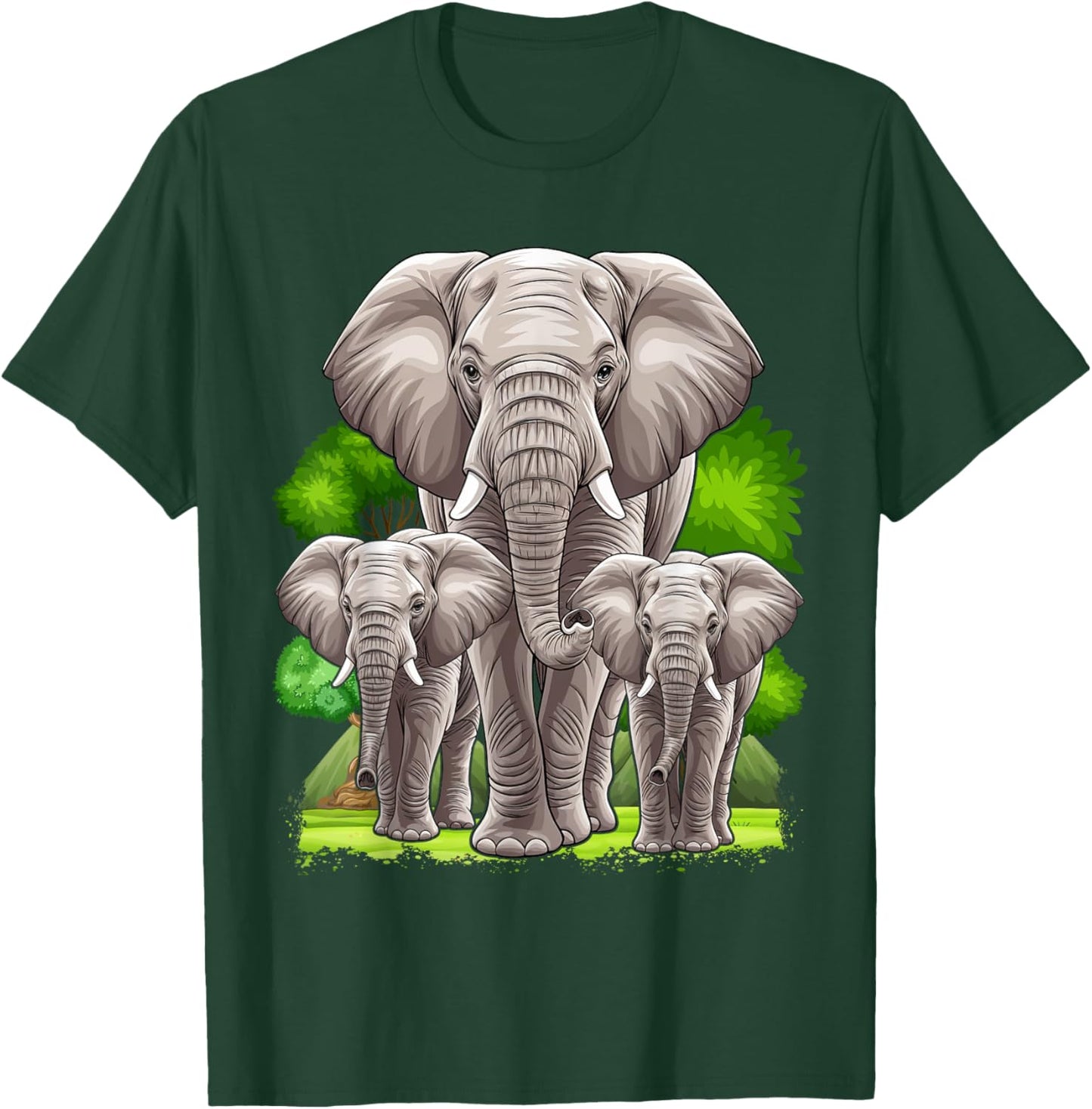 Elephant Family Africa Safari Zoo Keeper Elephant T-Shirt - T-Shirt | Forest