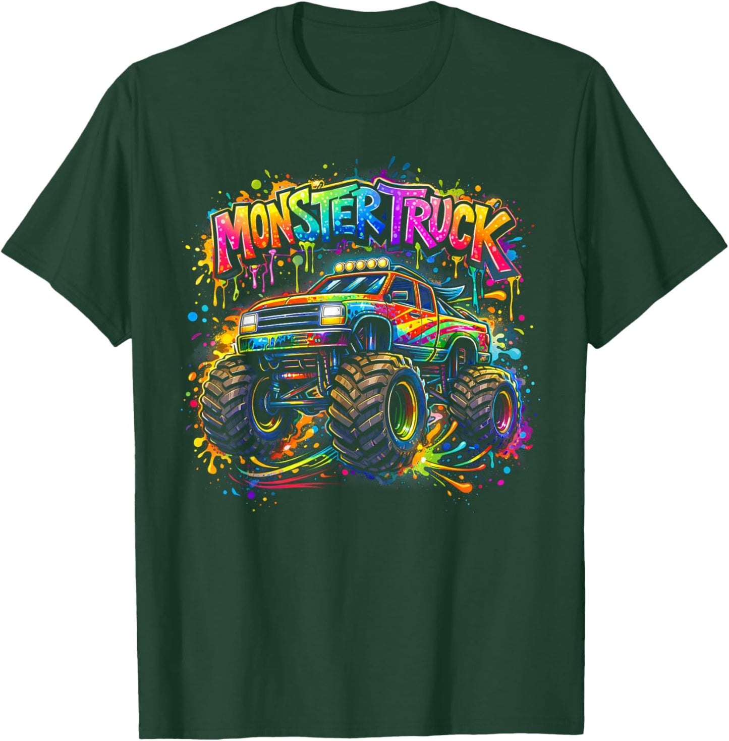 Monster Truck Retro Colorful Graffiti Toddlers Youth Adults T-Shirt - T-Shirt | Forest