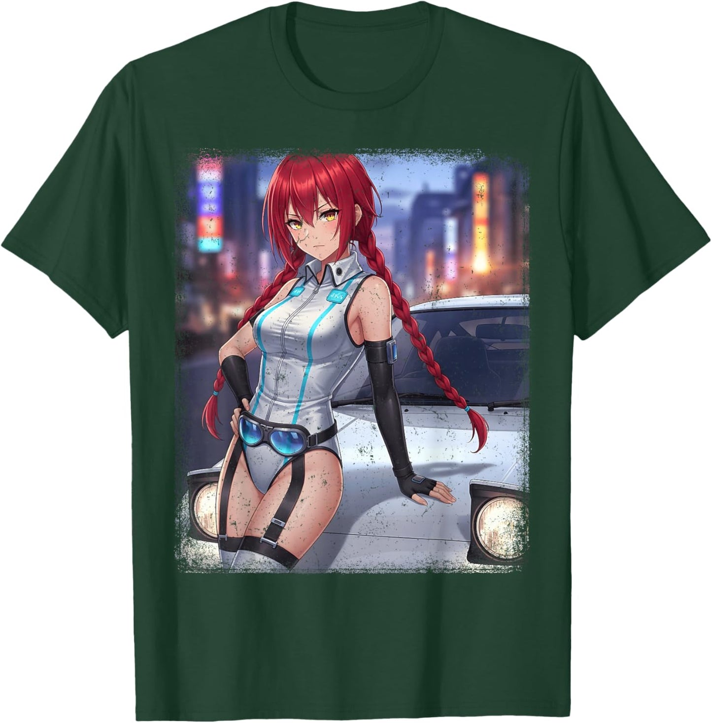 Retro Vintage Japanese JDM Race Car Waifu Anime Girl Women T-Shirt - T-Shirt | Forest