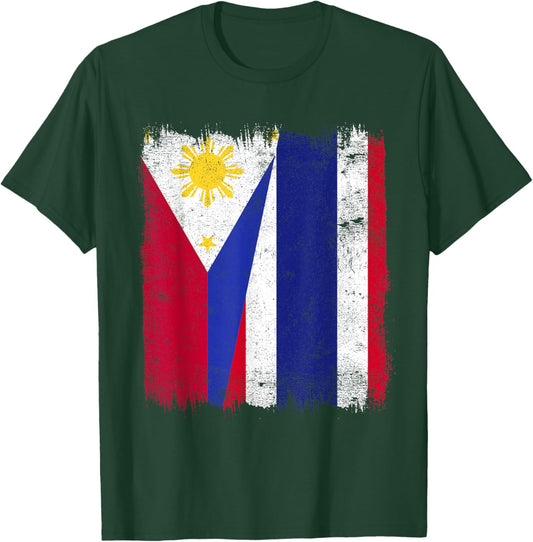 Philippines Thailand Half Flag Filipino Thai Roots T-Shirt - T-Shirt | Forest
