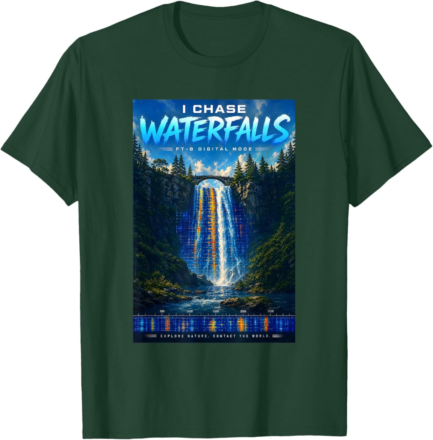 I Chase Waterfalls FT8 Amateur Radio Nature T-Shirt - T-Shirt | Forest