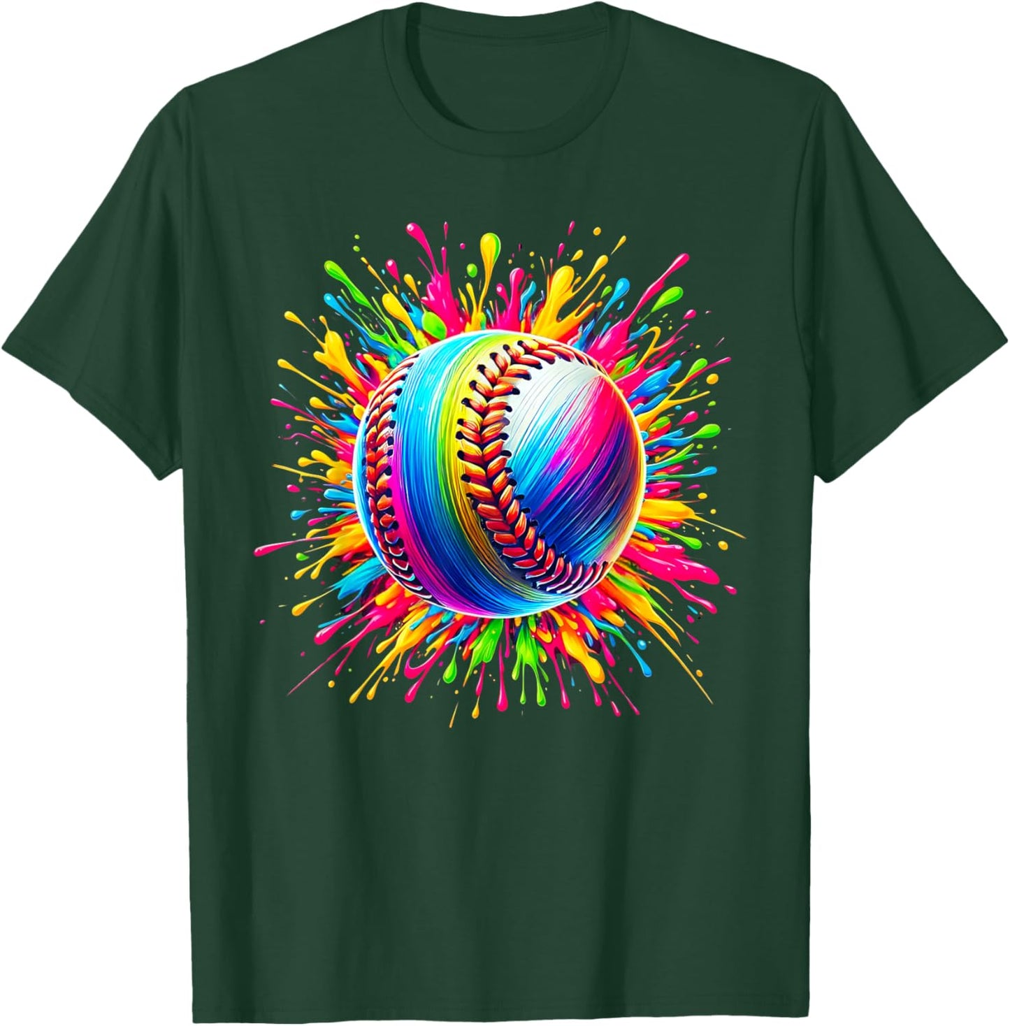 Colorful Softball Tie Dye Color Splash Softball Player Coach T-Shirt - T-Shirt | Forest