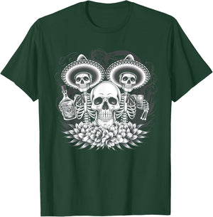 Mexico Vintage Skeleton Tequila Dia De Los Muertos Mexican T-Shirt - T-Shirt | Forest
