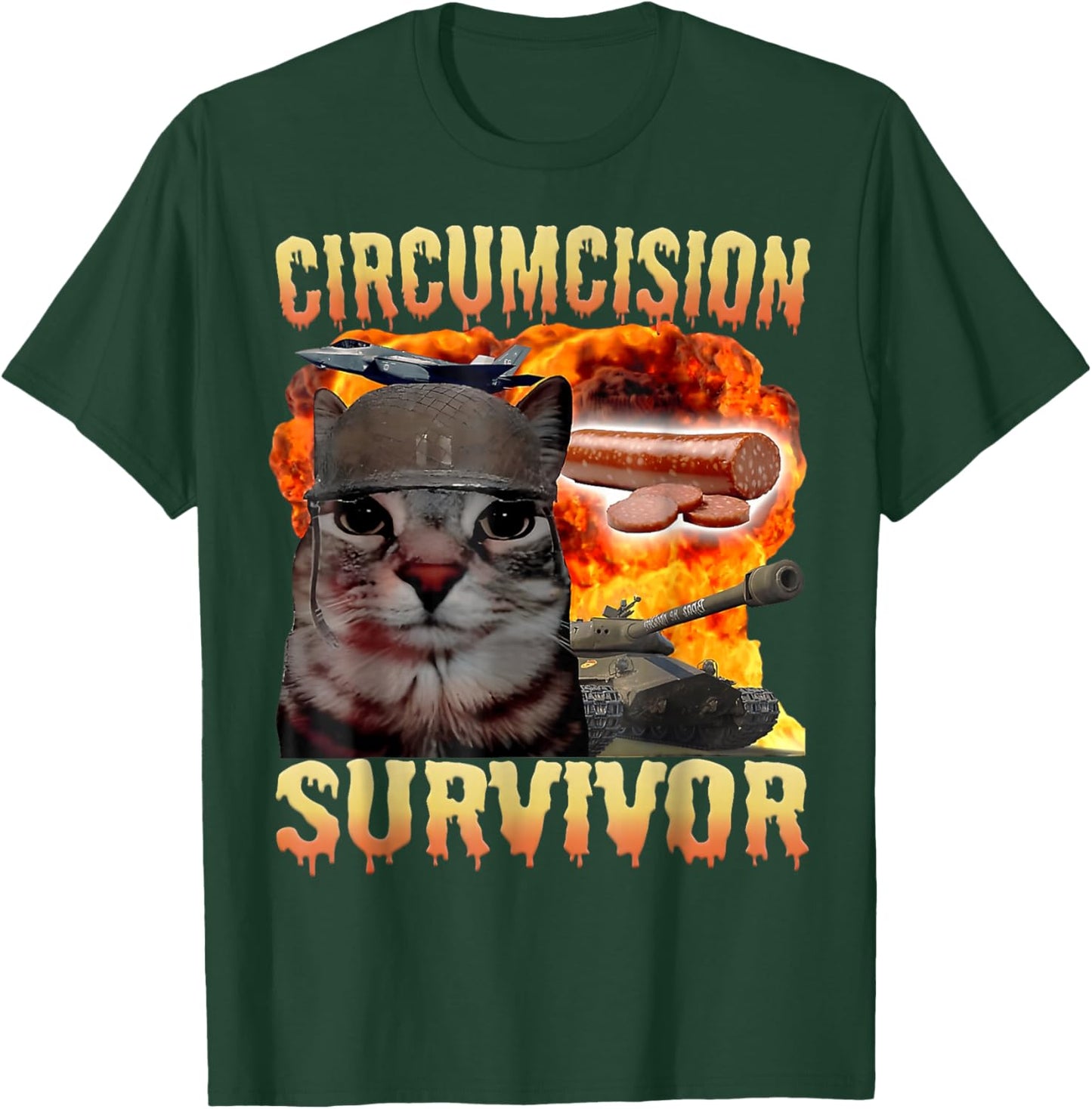 Circumcision Survivor Cat Funny Meme Cute T-Shirt - T-Shirt | Forest