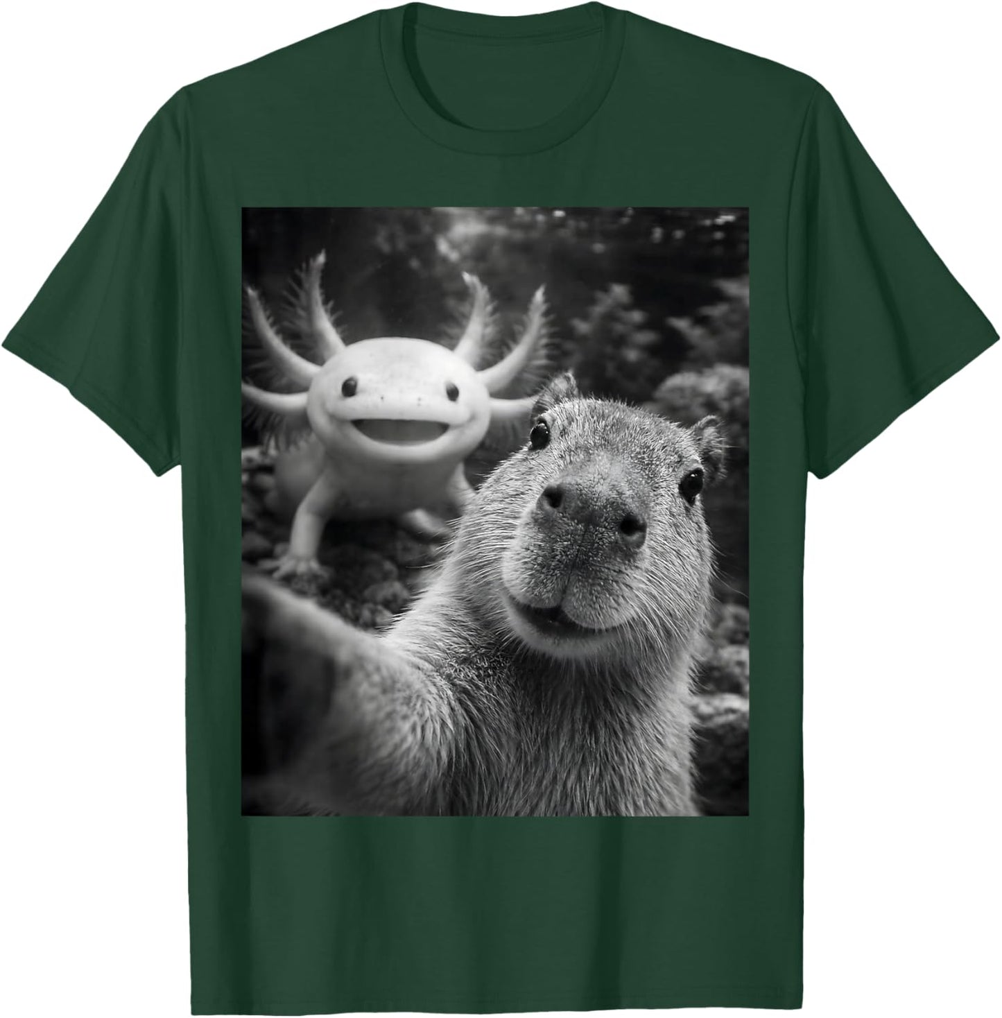 Capybara Axolotl Selfie T-Shirt - T-Shirt | Forest