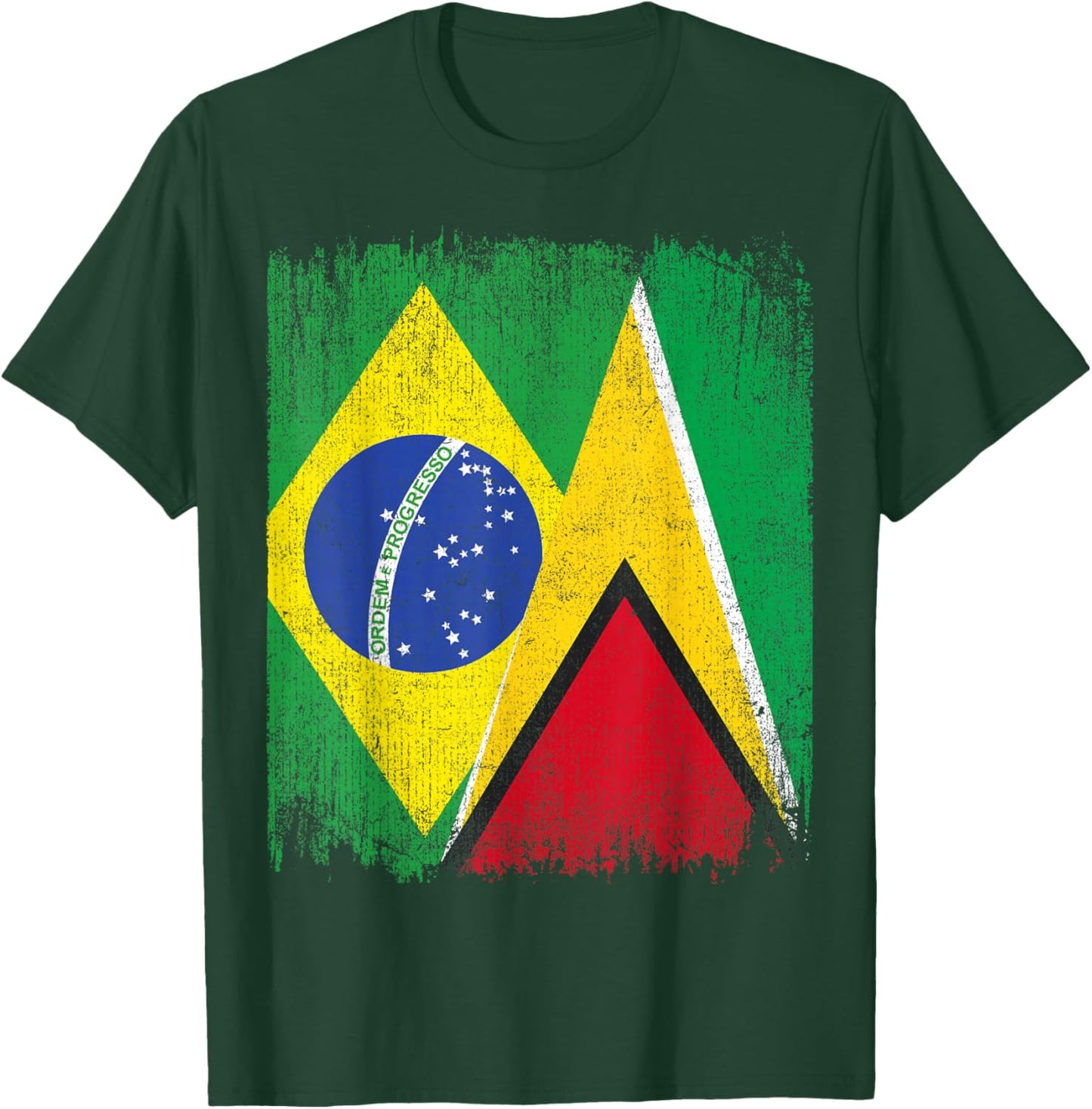Half Brazil Guyana Split Flag Brazilian Guyanese Roots T-Shirt - T-Shirt | Forest