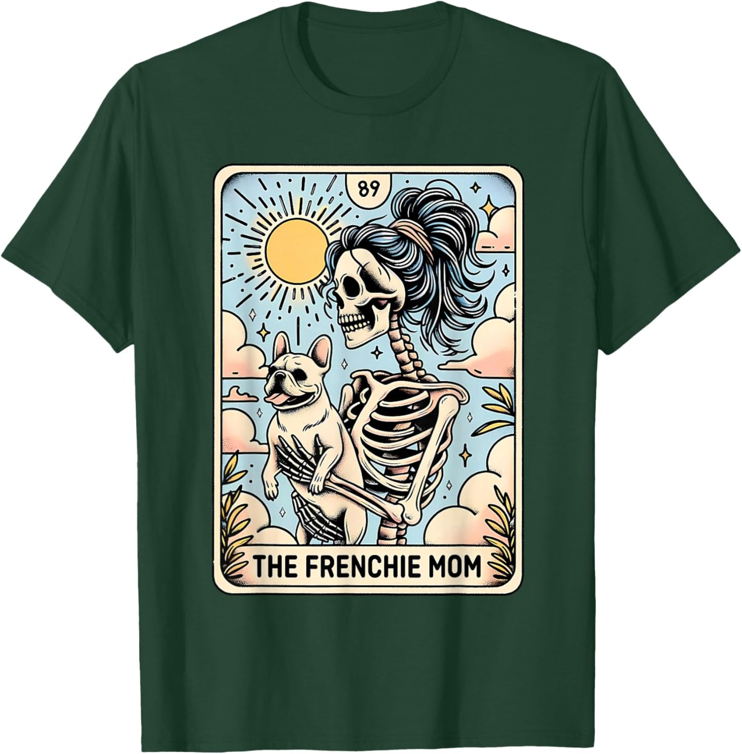 Vintage The Frenchie Mom Tarot Card Bulldog Skeleton Mothers T-Shirt - T-Shirt | Forest