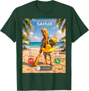Summer Vacation Brainrot Meme Tung Tung Tung Sahur Boys Kids T-Shirt - T-Shirt | Forest