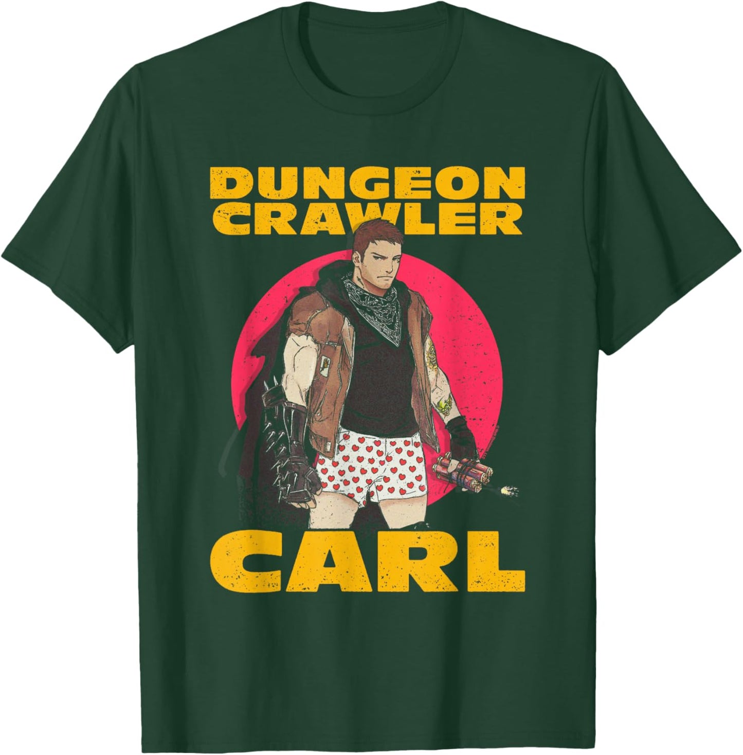 DCC Carl with Dynamite Heart Boxers Portrait RPG Books T-Shirt - T-Shirt | Forest
