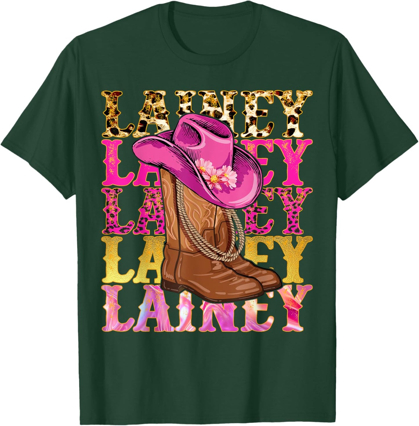 Lainey First Name Personalized Birthday Cowgirl Outfit T-Shirt - T-Shirt | Forest