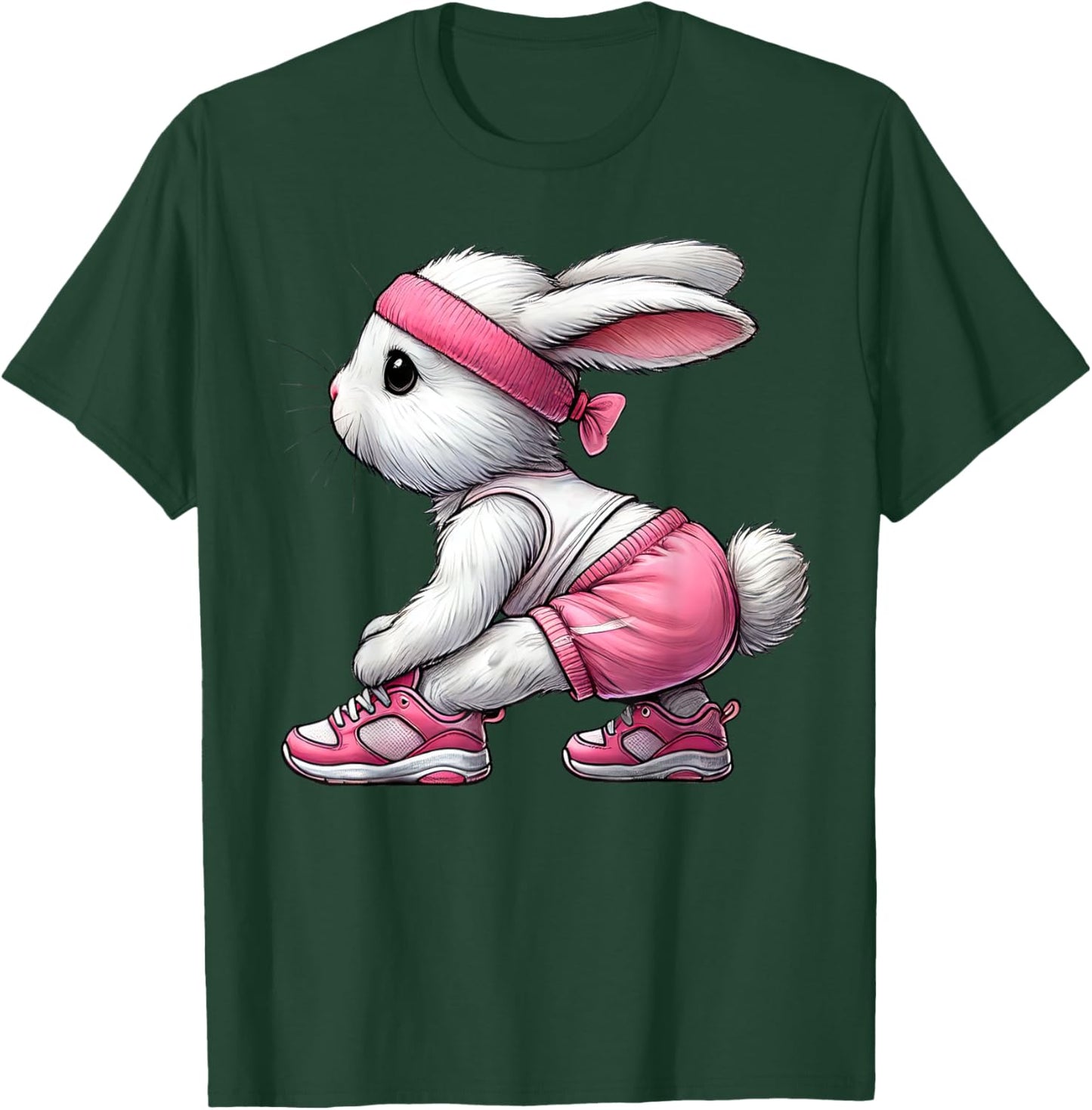 Easter Bunny Exercising Gym Fitness Workout Training T-Shirt - T-Shirt | Forest