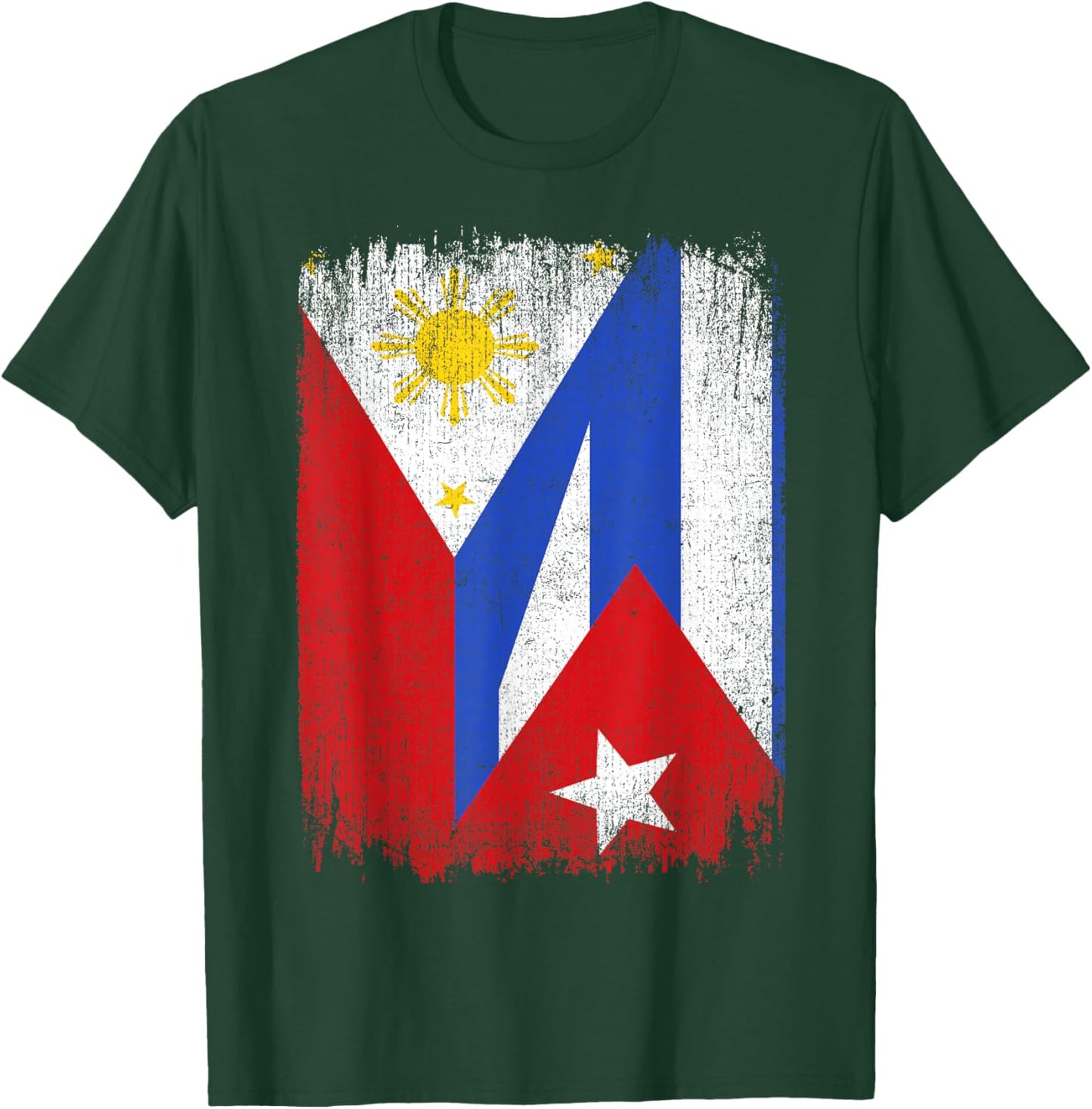 Half Philippines Cuba Flag Filipino Cuban Roots T-Shirt - T-Shirt | Forest