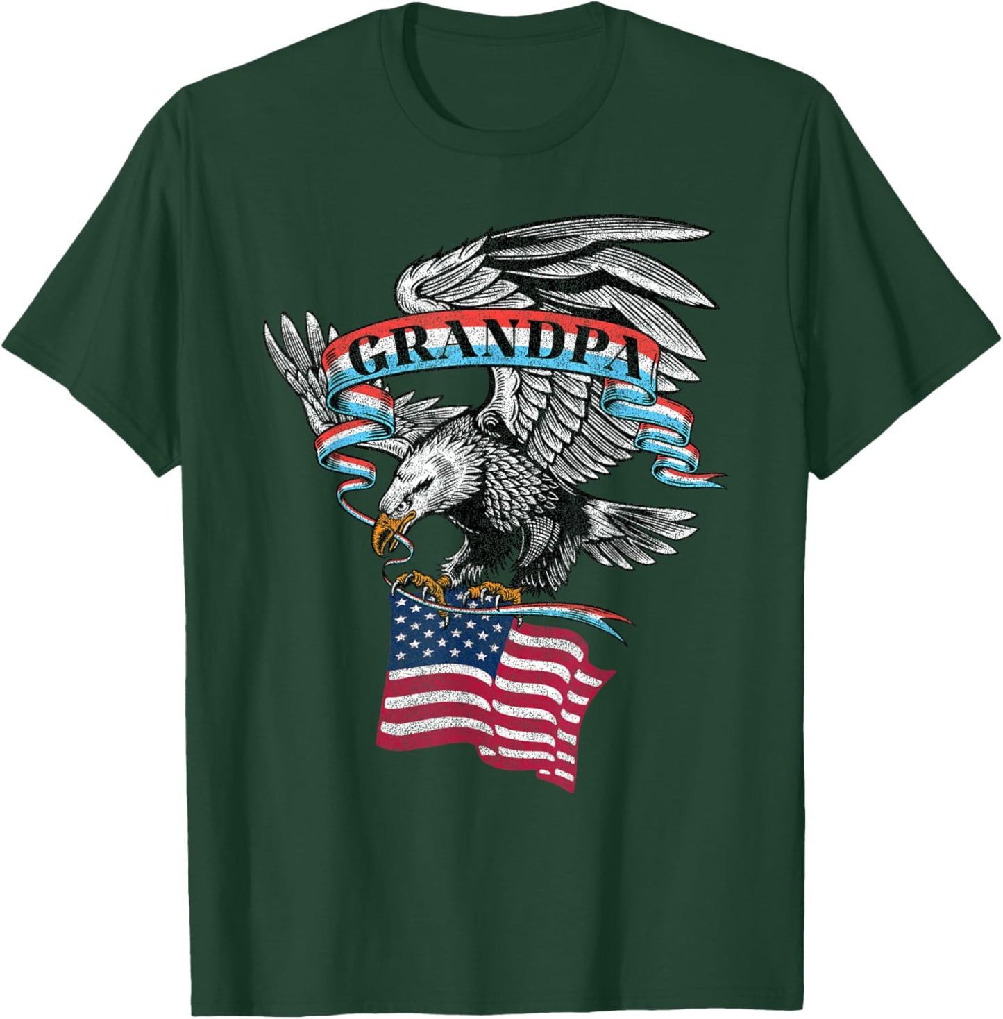 Grandpa American Flag USA Eagle Vintage Graphic T-Shirt - T-Shirt | Forest