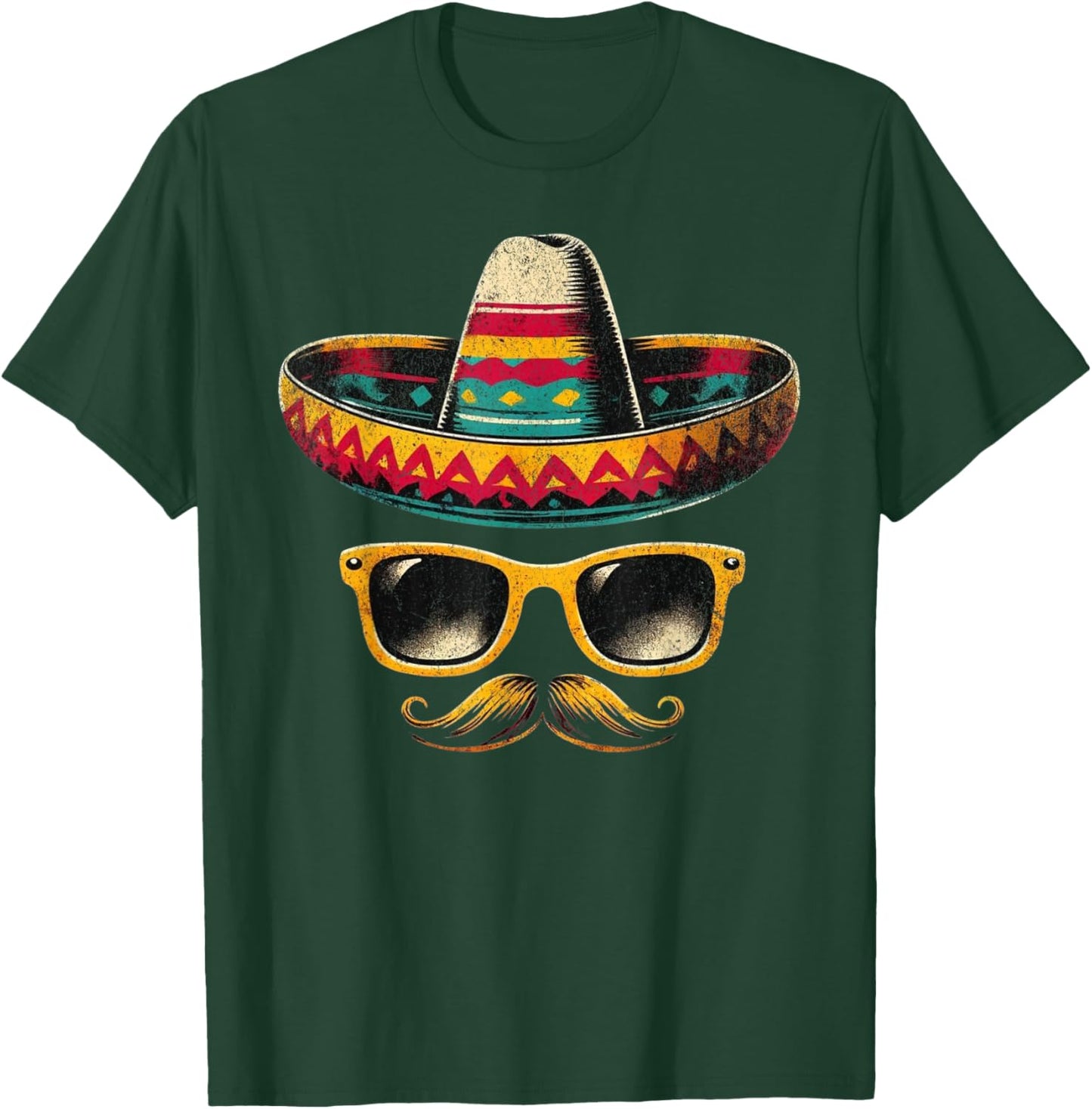 Sombrero Face Cinco De Mayo Mexican Fiesta Party Kids Boys T-Shirt - T-Shirt | Forest