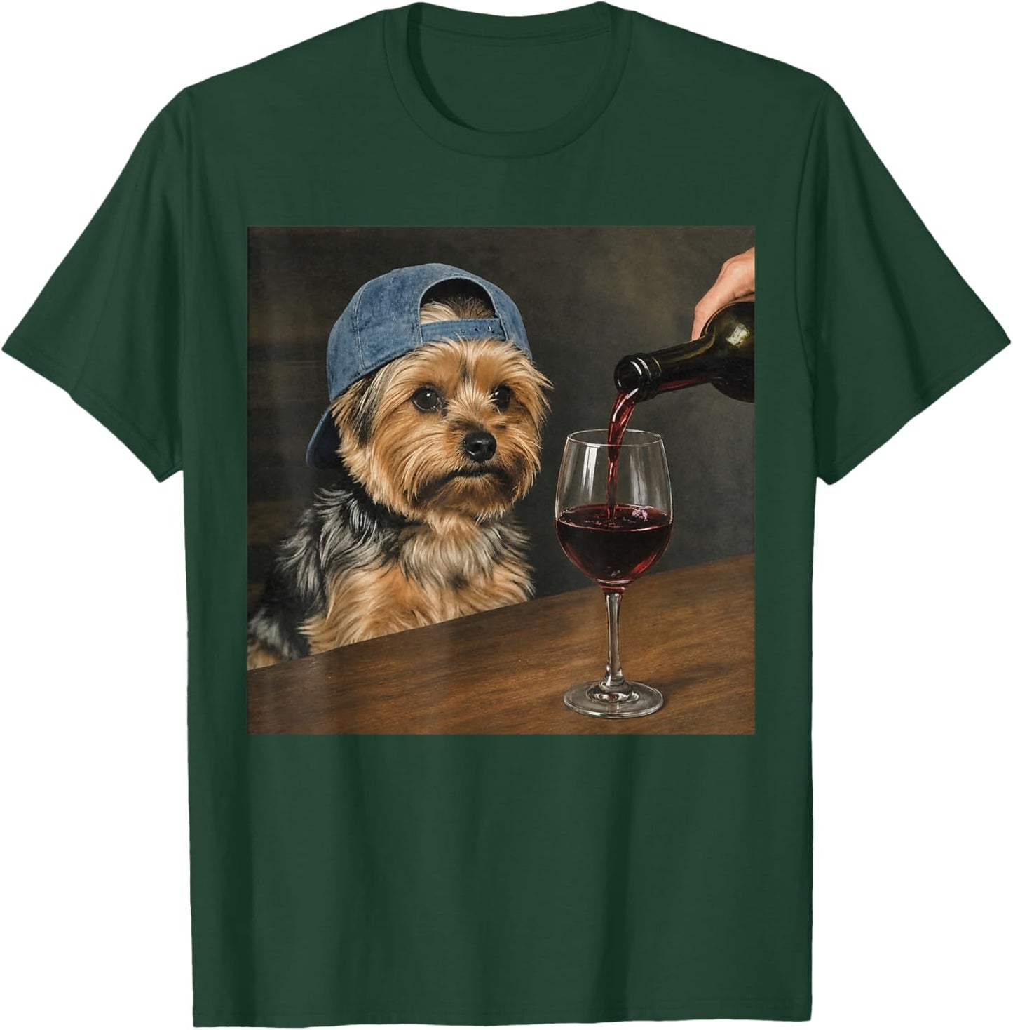 Yorkie Drinking Wine Funny Dog Meme T-Shirt - T-Shirt | Forest