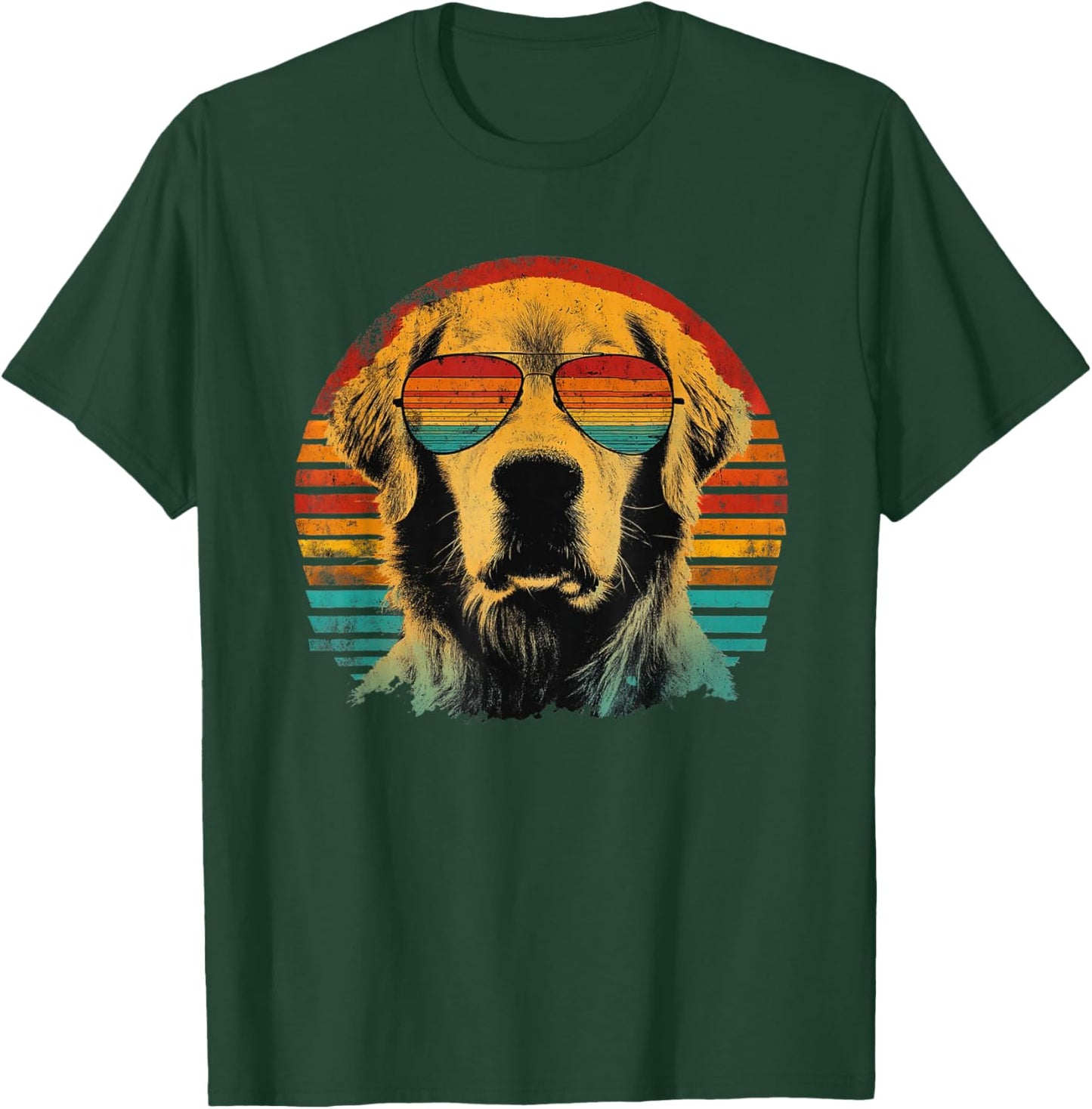 Golden Retriever Papa Coucher de Soleil rétro Fête des pères Amoureux des Chiens T-Shirt - T-Shirt | Forest