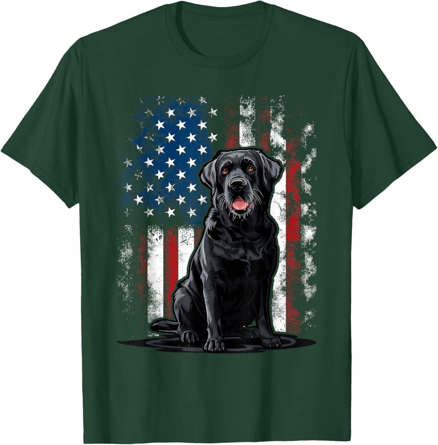 American Black Labrador USA Flag Lab Owner T-Shirt - T-Shirt | Forest