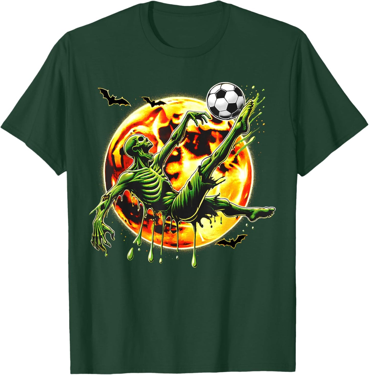 Spooky Zombie Playing Soccer, Halloween Costume Boys Girls T-Shirt - T-Shirt | Forest