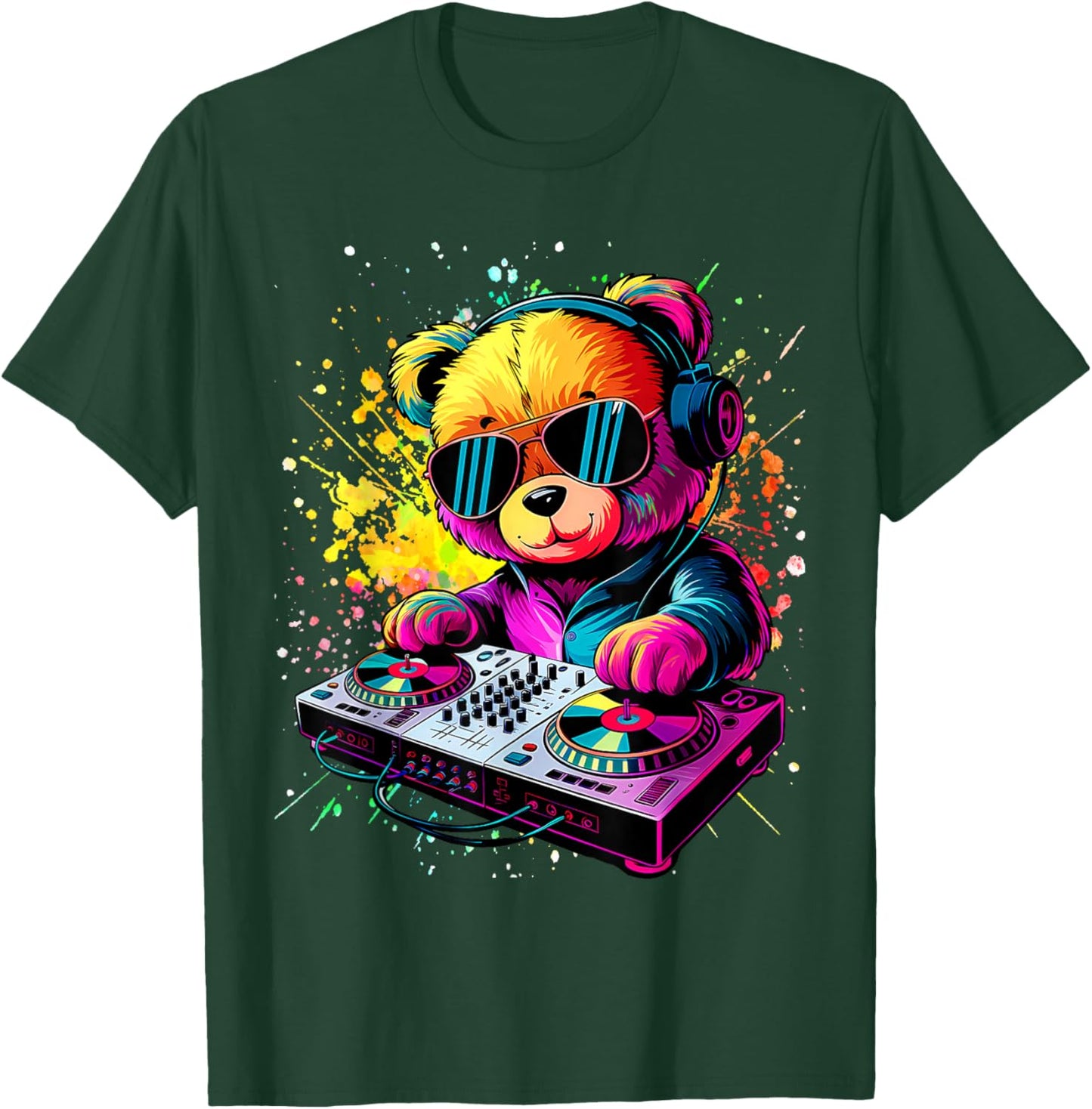 Cartoon Teddy DJ T-Shirt - T-Shirt | Forest