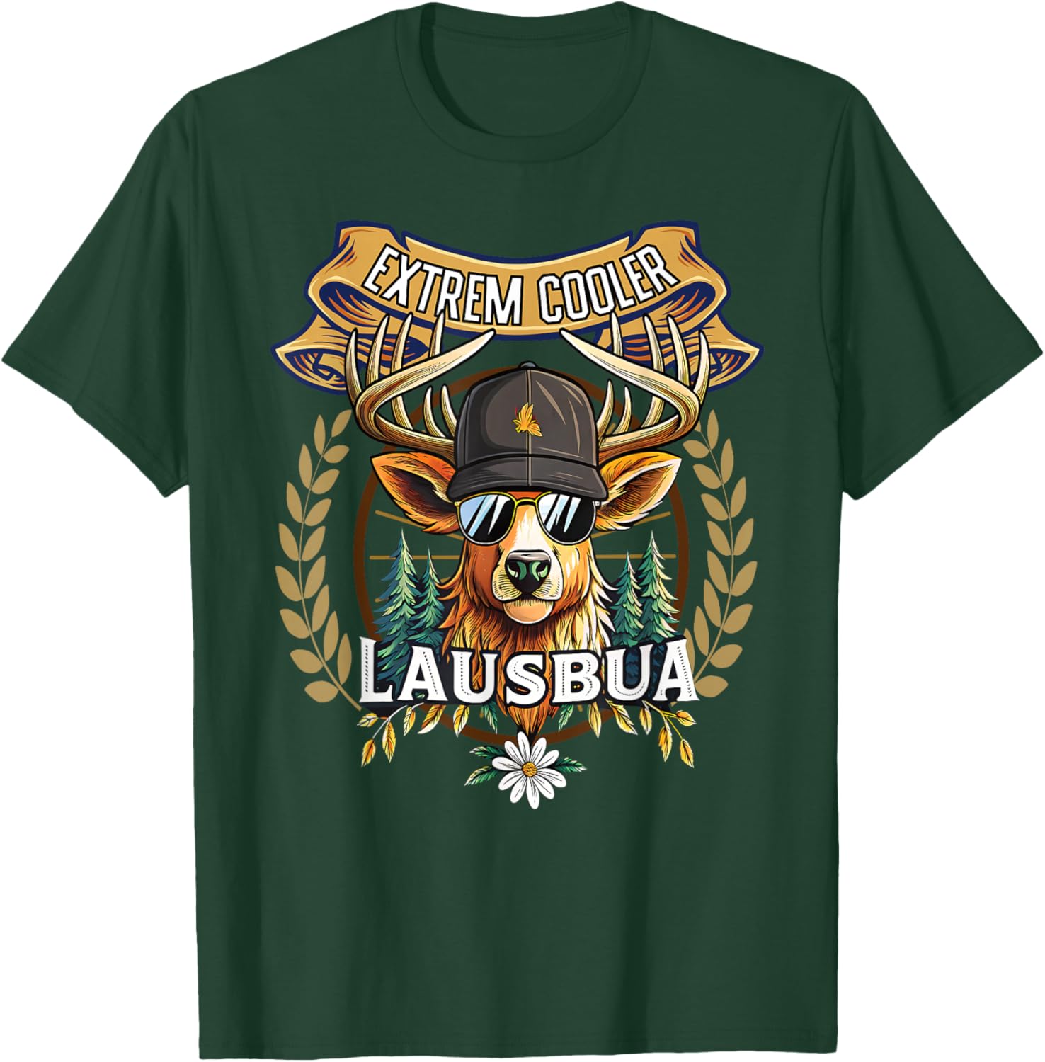 Lausbua Hirsch Lederhose Kinder Trachten Herren Lausbua T-Shirt - T-Shirt | Forest