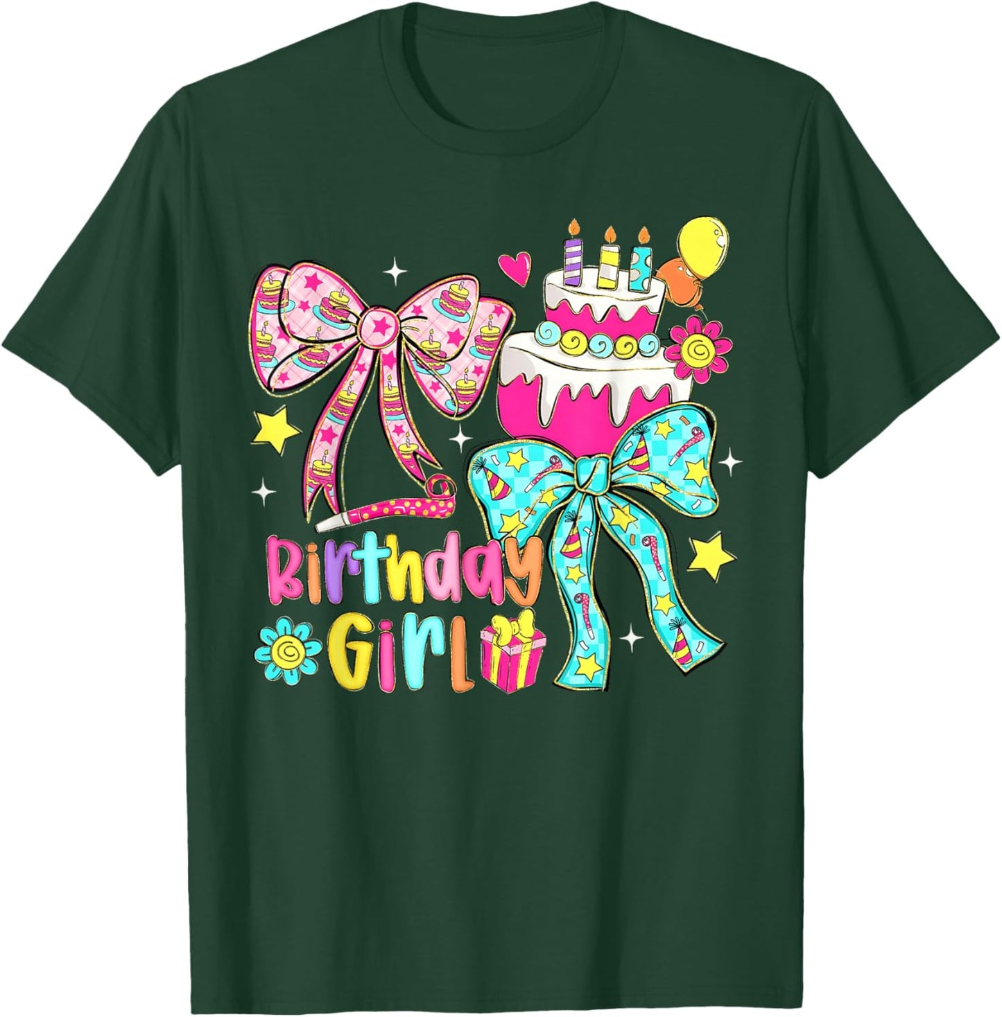Happy Birthday Pink Coquette Bow Birthday Girl Women Kid T-Shirt - T-Shirt | Forest