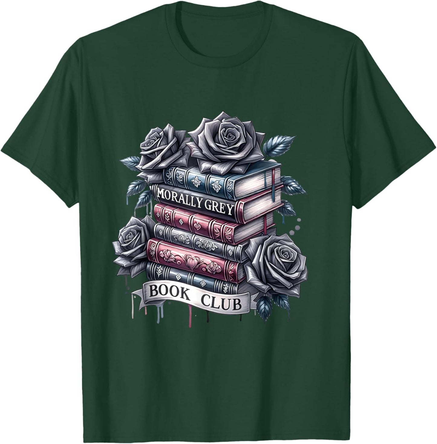 Morally Grey Book Club Floral book lover graphic T-Shirt - T-Shirt | Forest