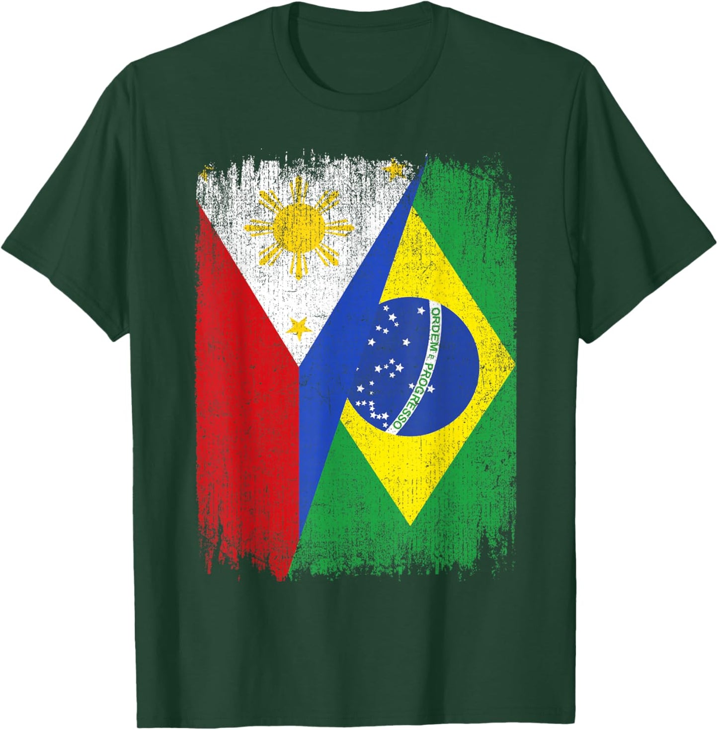 Half Philippines Brazil Flag Filipino Brazilian Roots T-Shirt - T-Shirt | Forest
