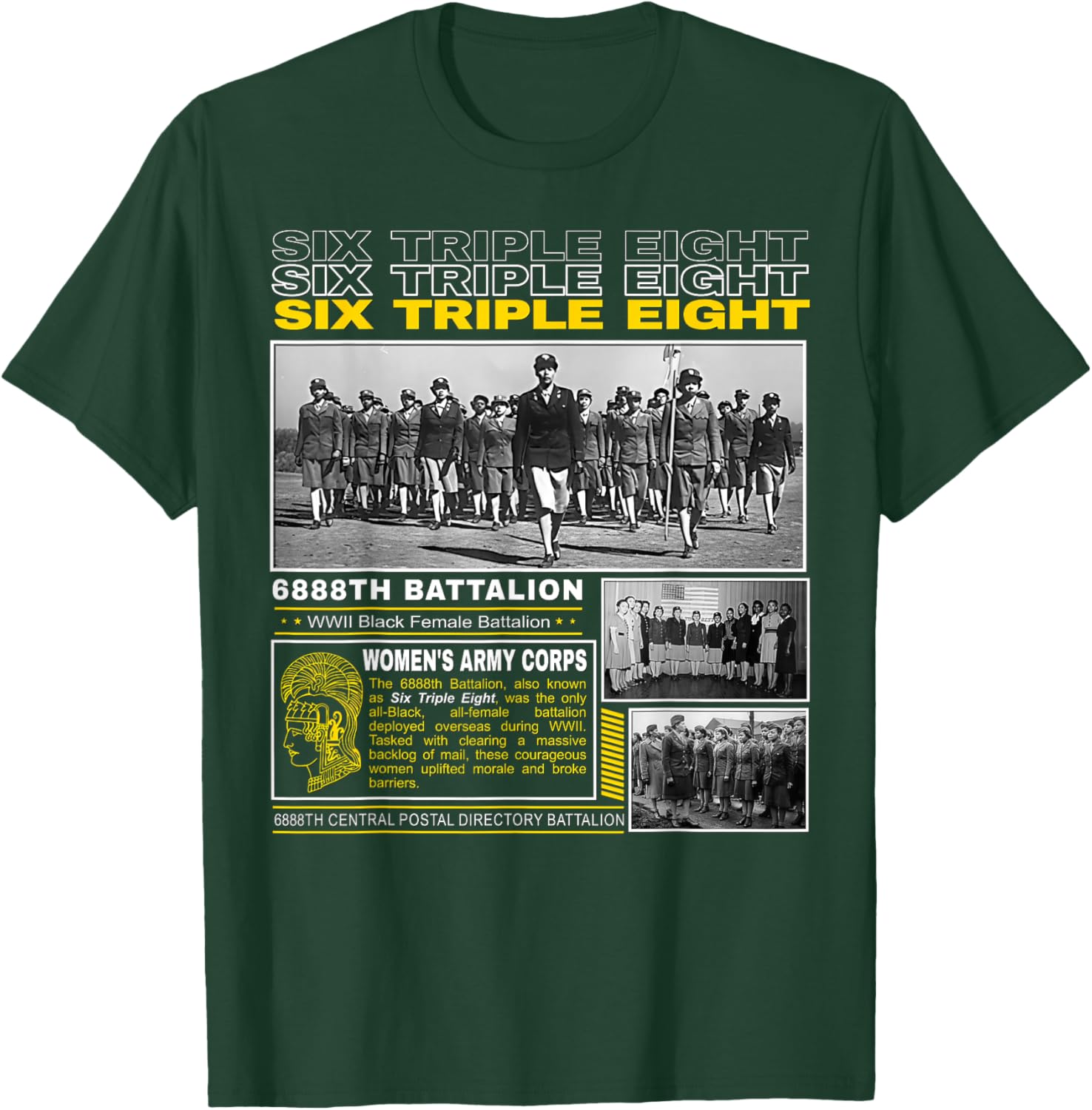 Six Triple 8 Black Female Battalion WWII Tribute T-Shirt - T-Shirt | Forest