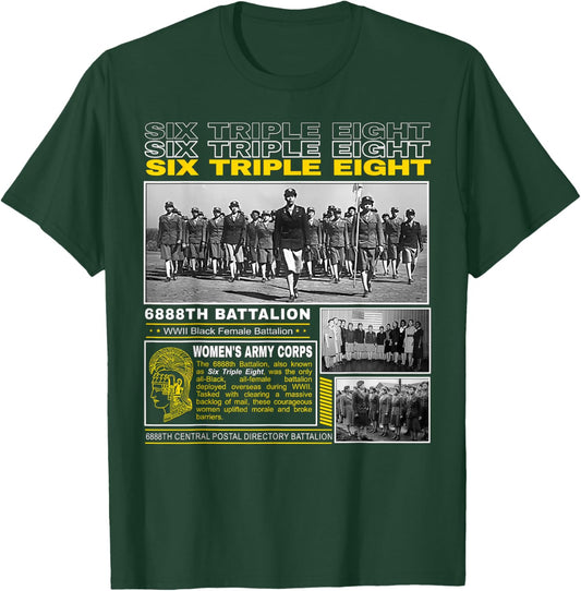 Six Triple 8 Black Female Battalion WWII Tribute T-Shirt - T-Shirt | Forest
