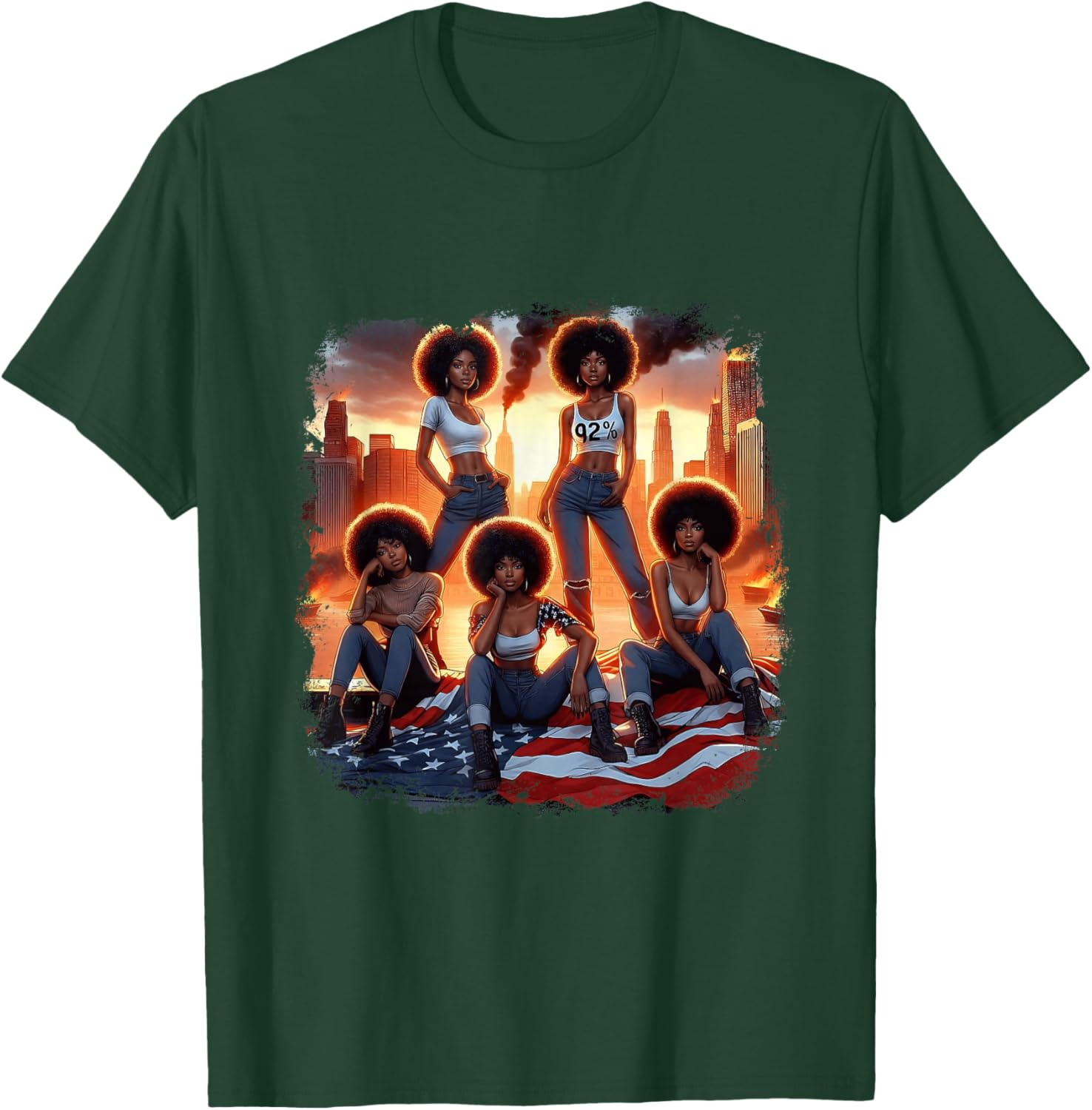 Melanin Queen Afro 92% Black Women 92 Percent T-Shirt - T-Shirt | Forest