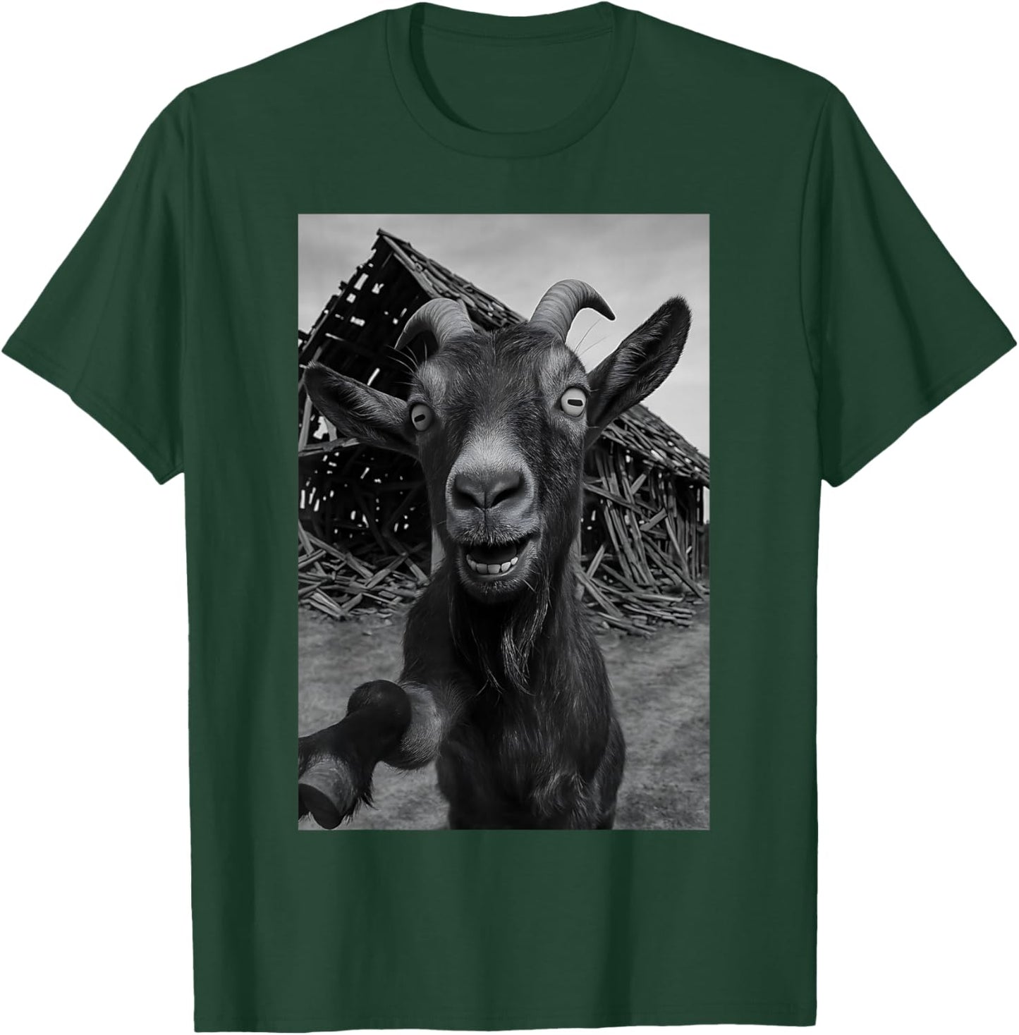 Goat Meme Country Humor Farm Chaos Scene Broken Barnyard T-Shirt - T-Shirt | Forest