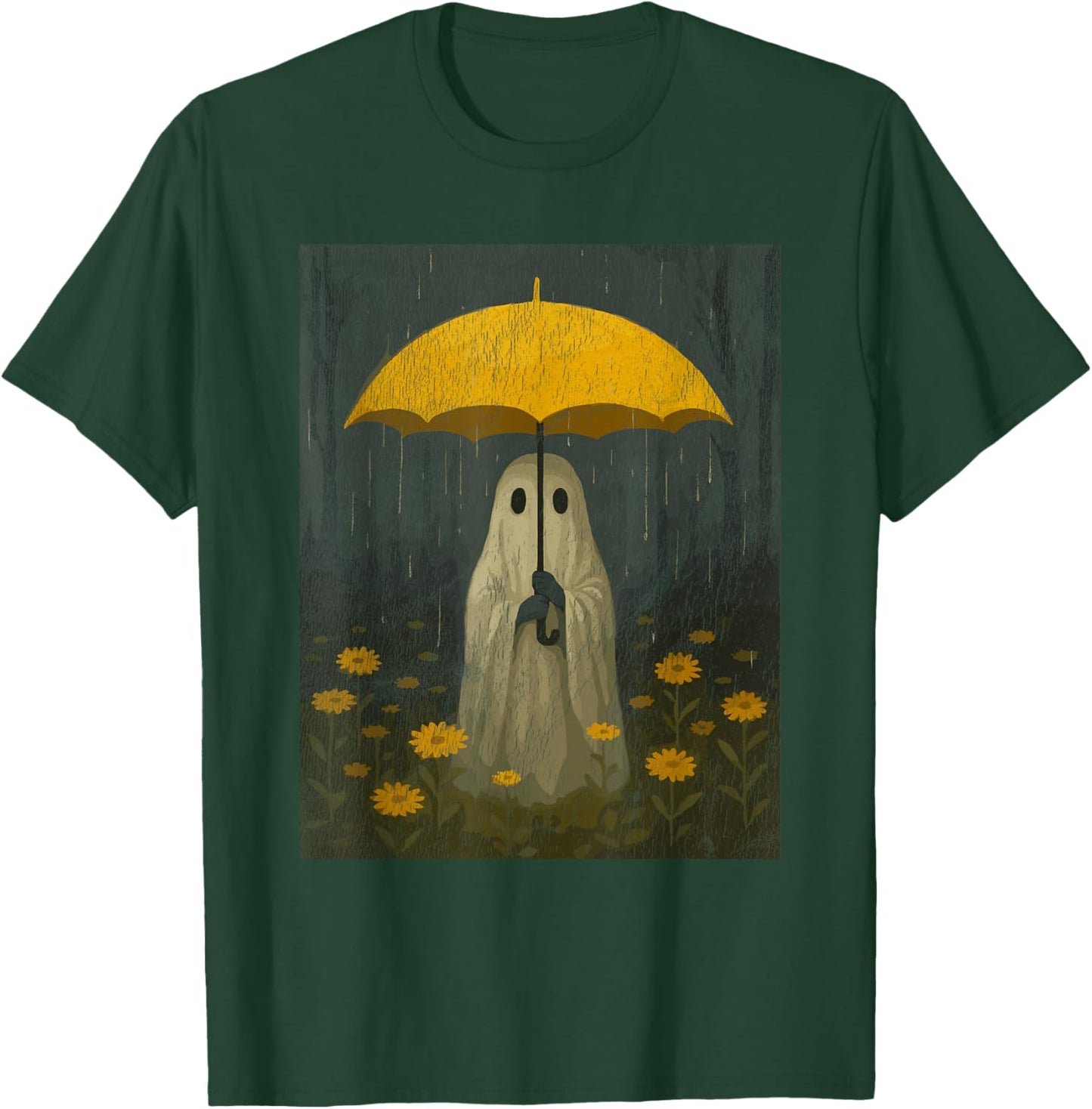 Vintage Floral Ghost Halloween Ghost in The Forest Gothic T-Shirt - T-Shirt | Forest