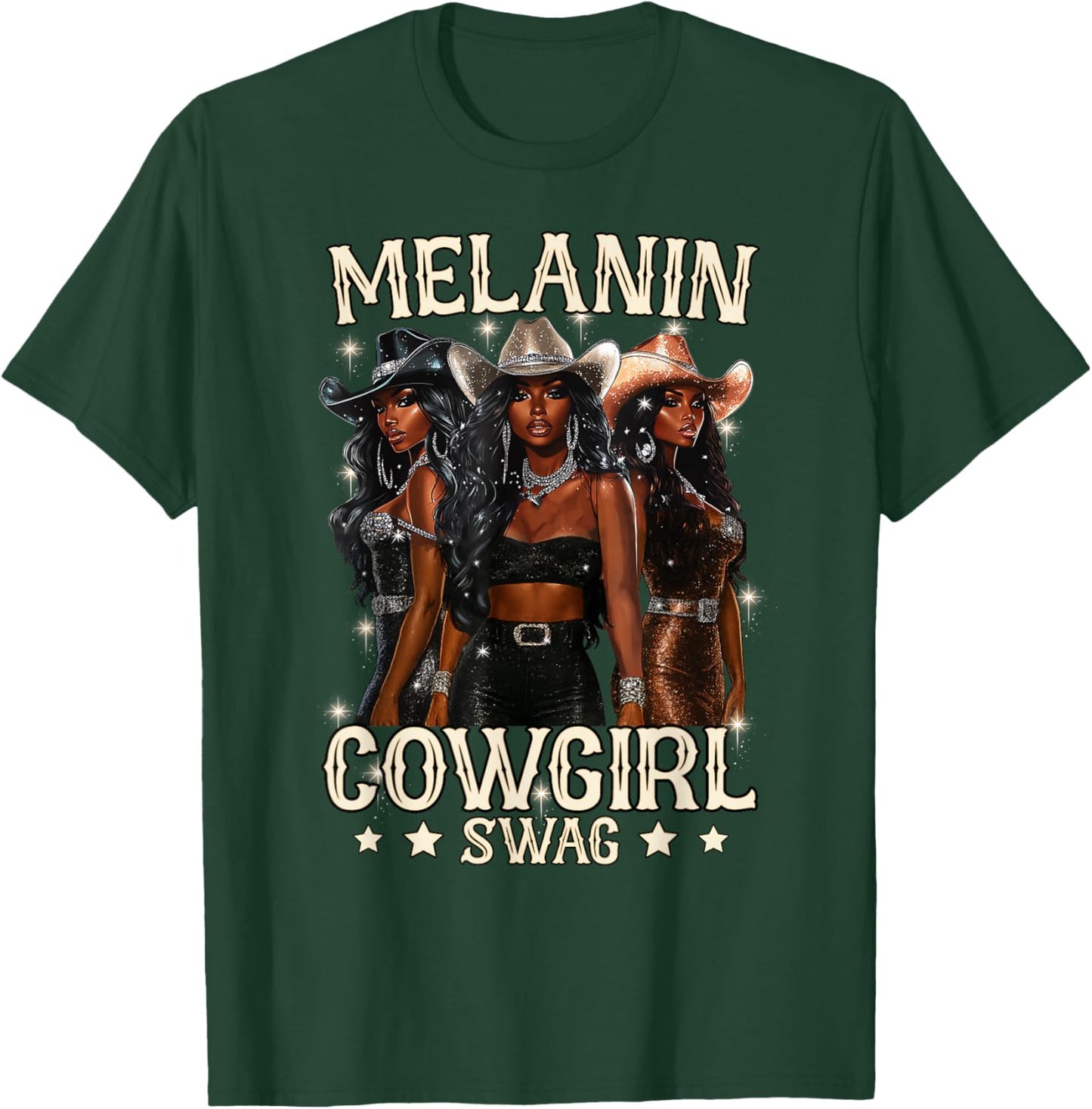 Melanin Cowgirl Swag Black History Month African Black Women T-Shirt - T-Shirt | Forest