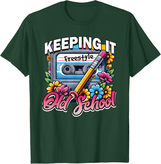 Keeping It Old School 80s Freestyle Cassette Design T-Shirt - T-Shirt | Forest