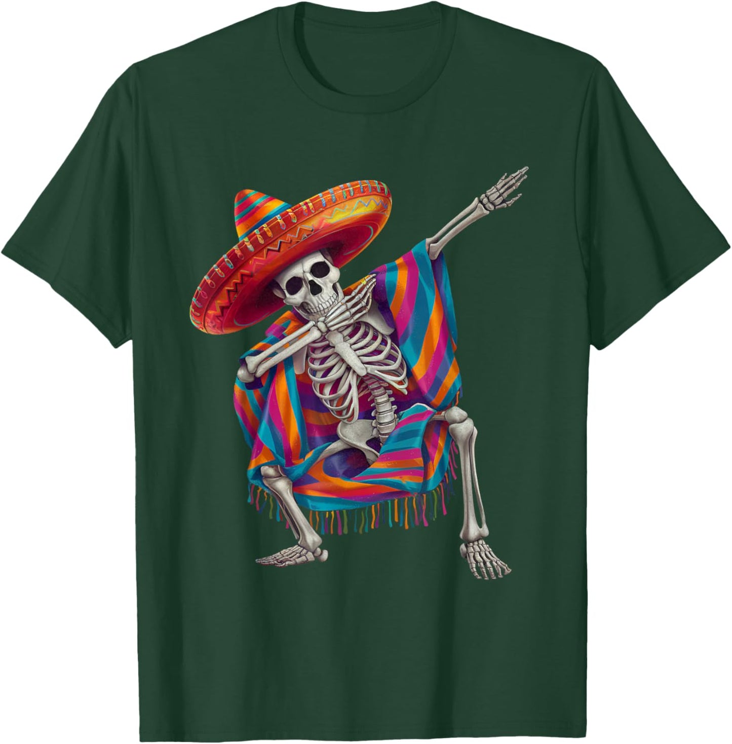 Dabbing Skeleton Sombrero Poncho Cinco De Mayo Mexican Party T-Shirt - T-Shirt | Forest